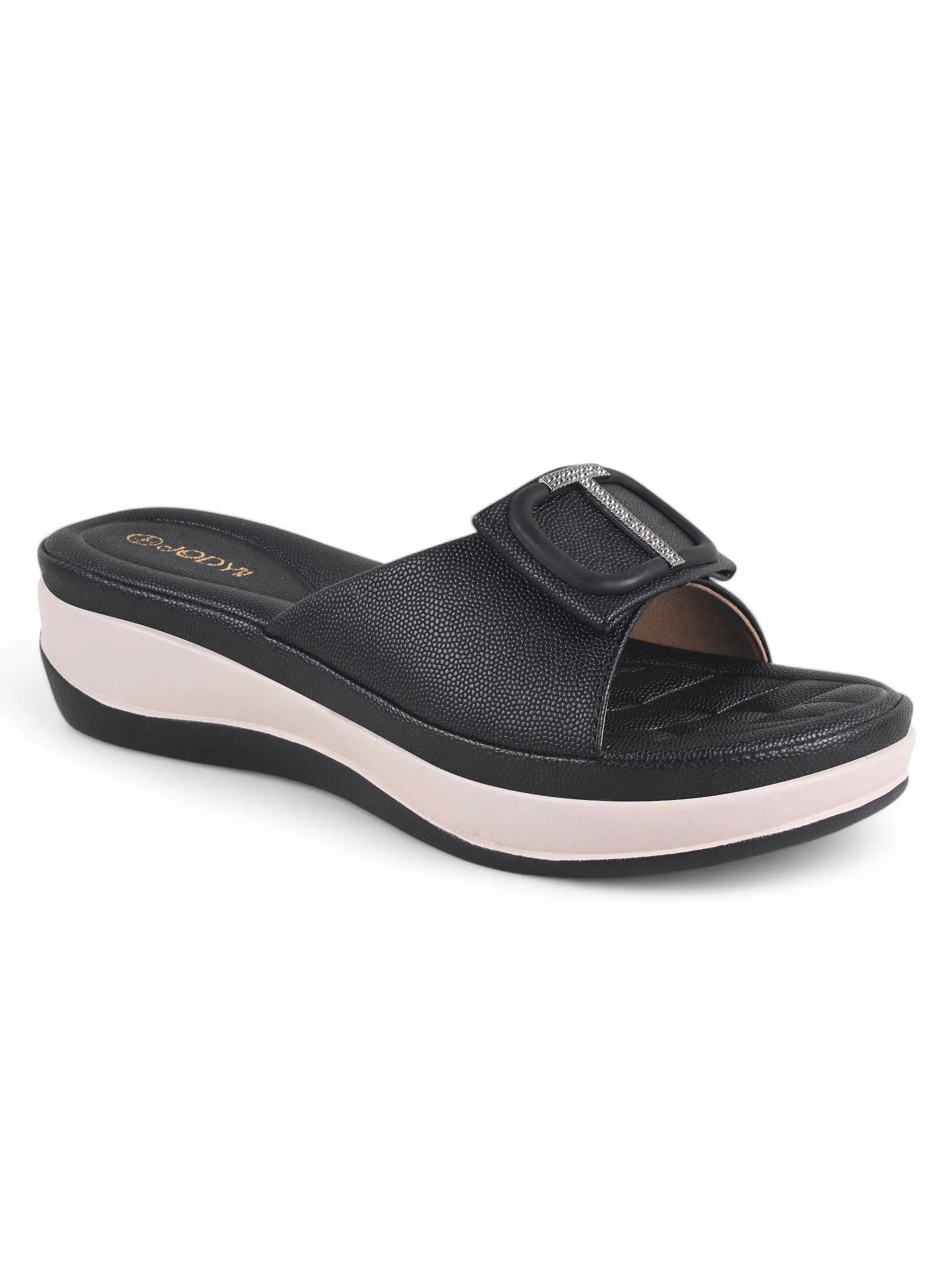 Square Buckle Slip-On Slippers