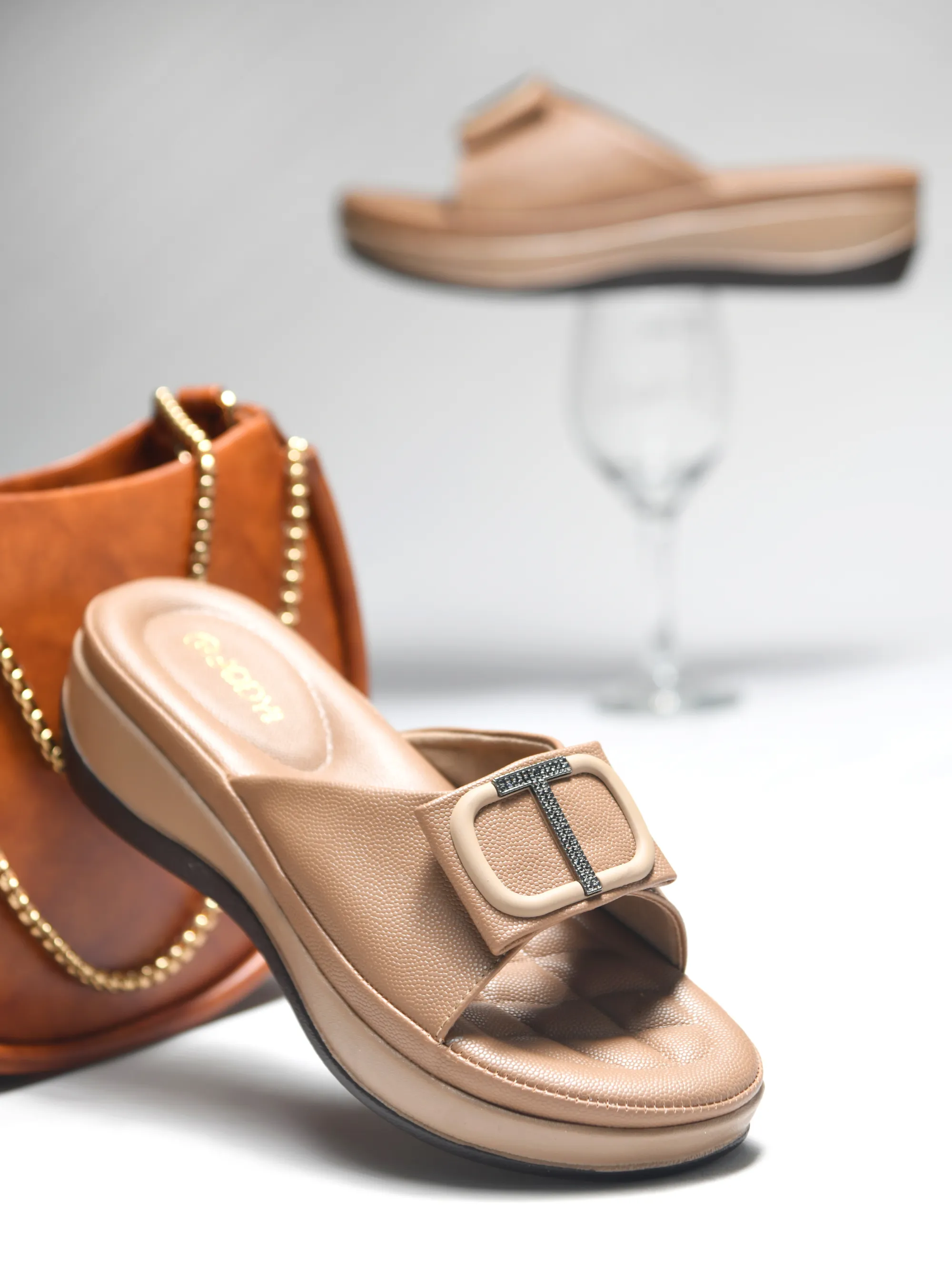 Square Buckle Slip-On Slippers