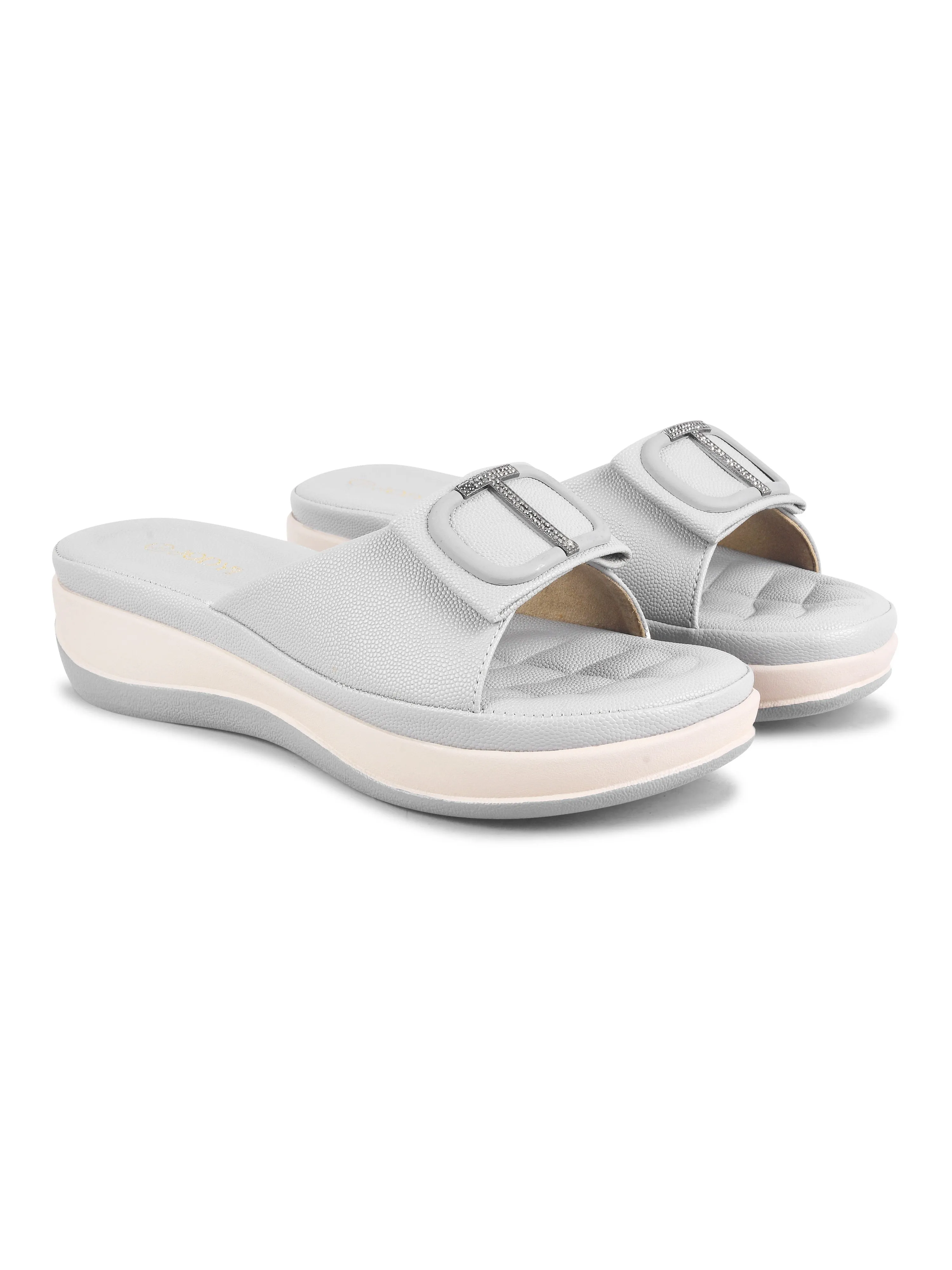 Square Buckle Slip-On Slippers