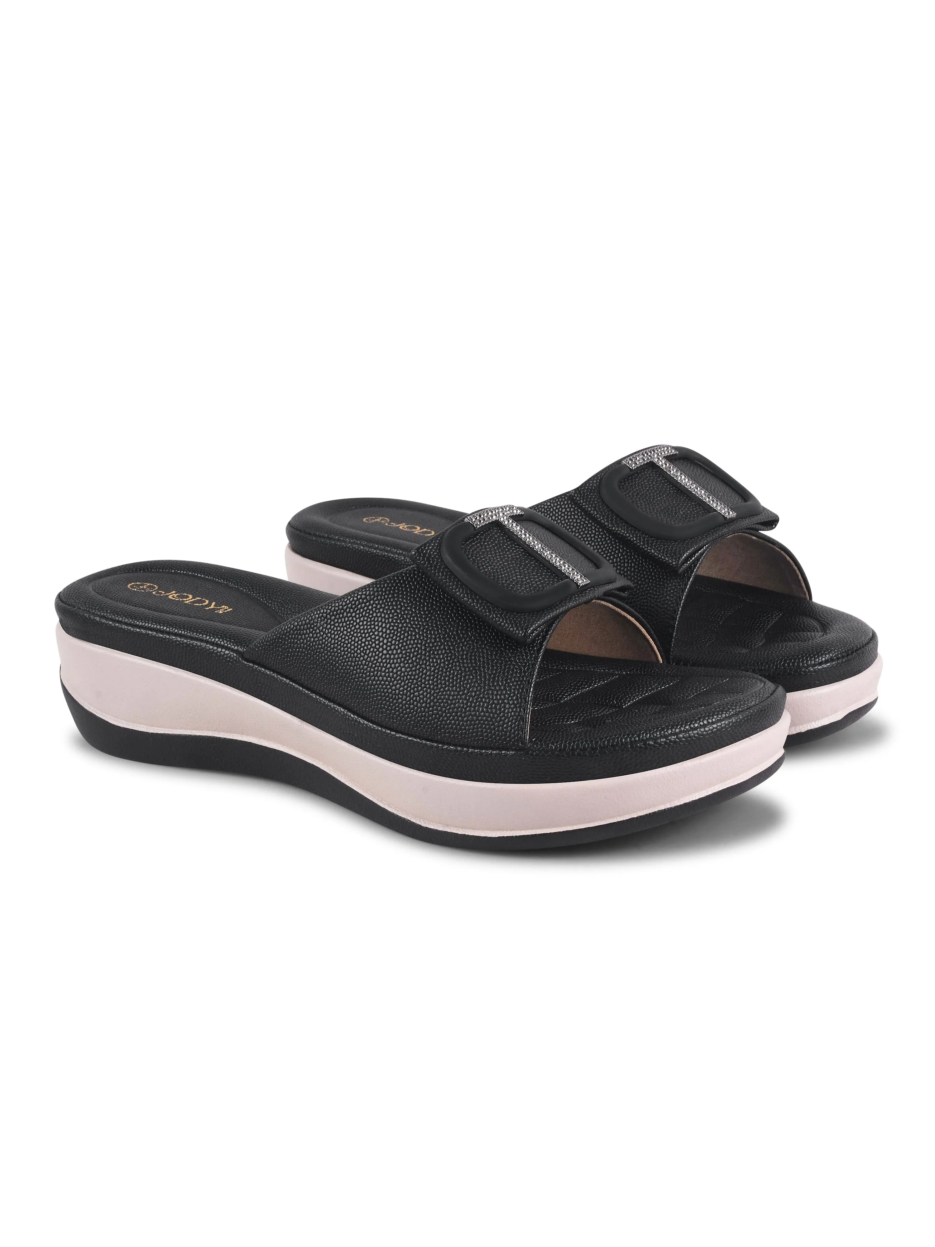 Square Buckle Slip-On Slippers