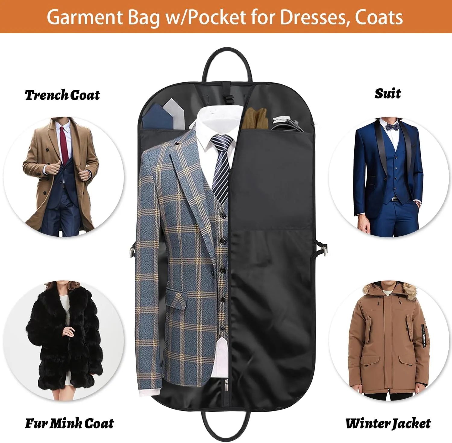 STEPONE 43" Travel Suit Bag Foldable Business Waterproof-Hanging Garment Bags for Travel Hanging Clothes, Durable Oxford Fabric Portable Suit Carrier