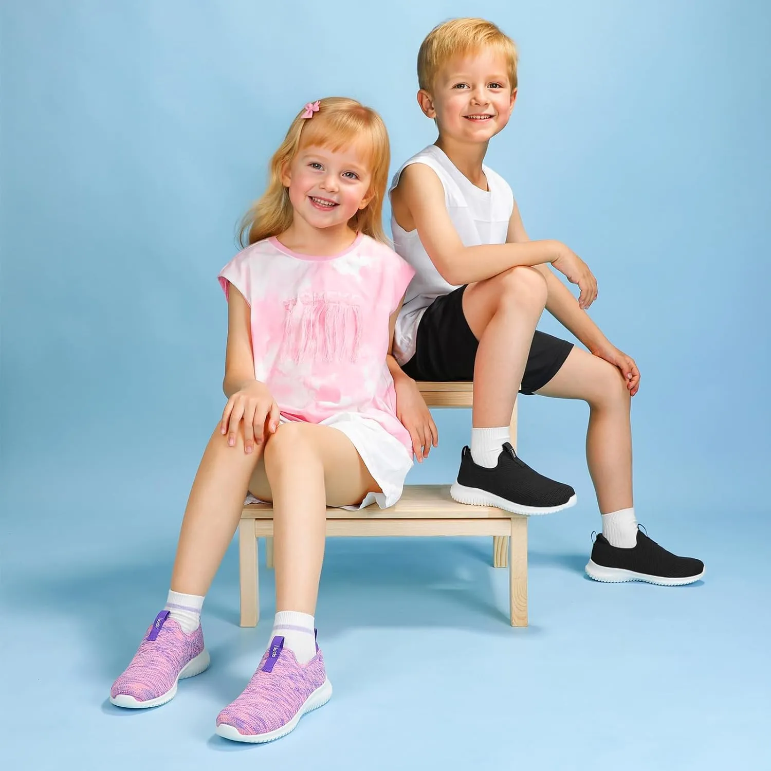 STQ Kids Shoes Girls Boys Lightweight Slip on Walking Sneakers