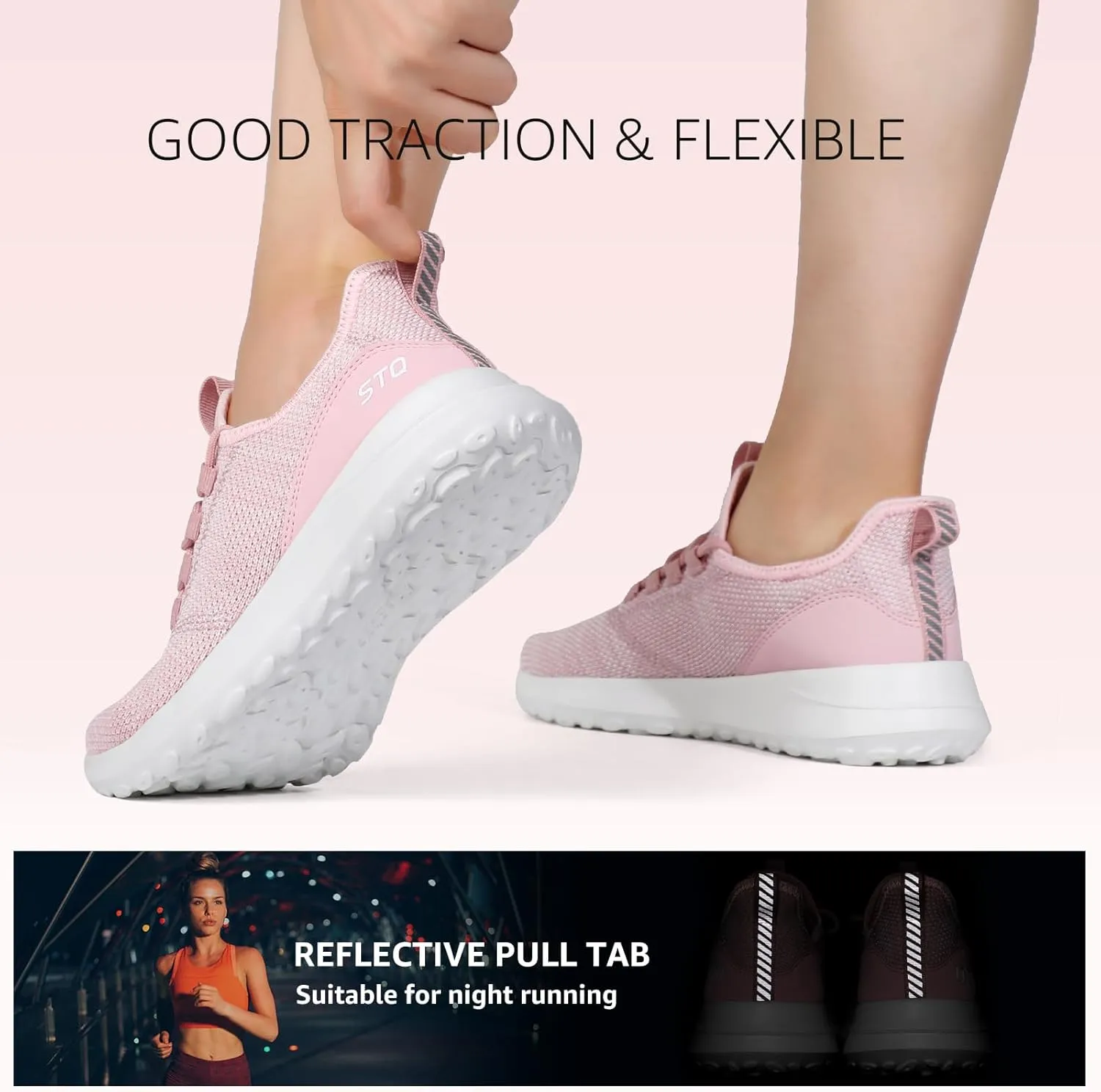 STQ Womens Slip On Sneakers Tennis Walking Orthopedic Shoes Breathable Athletic Gym Workout Cross Training Sneakers
