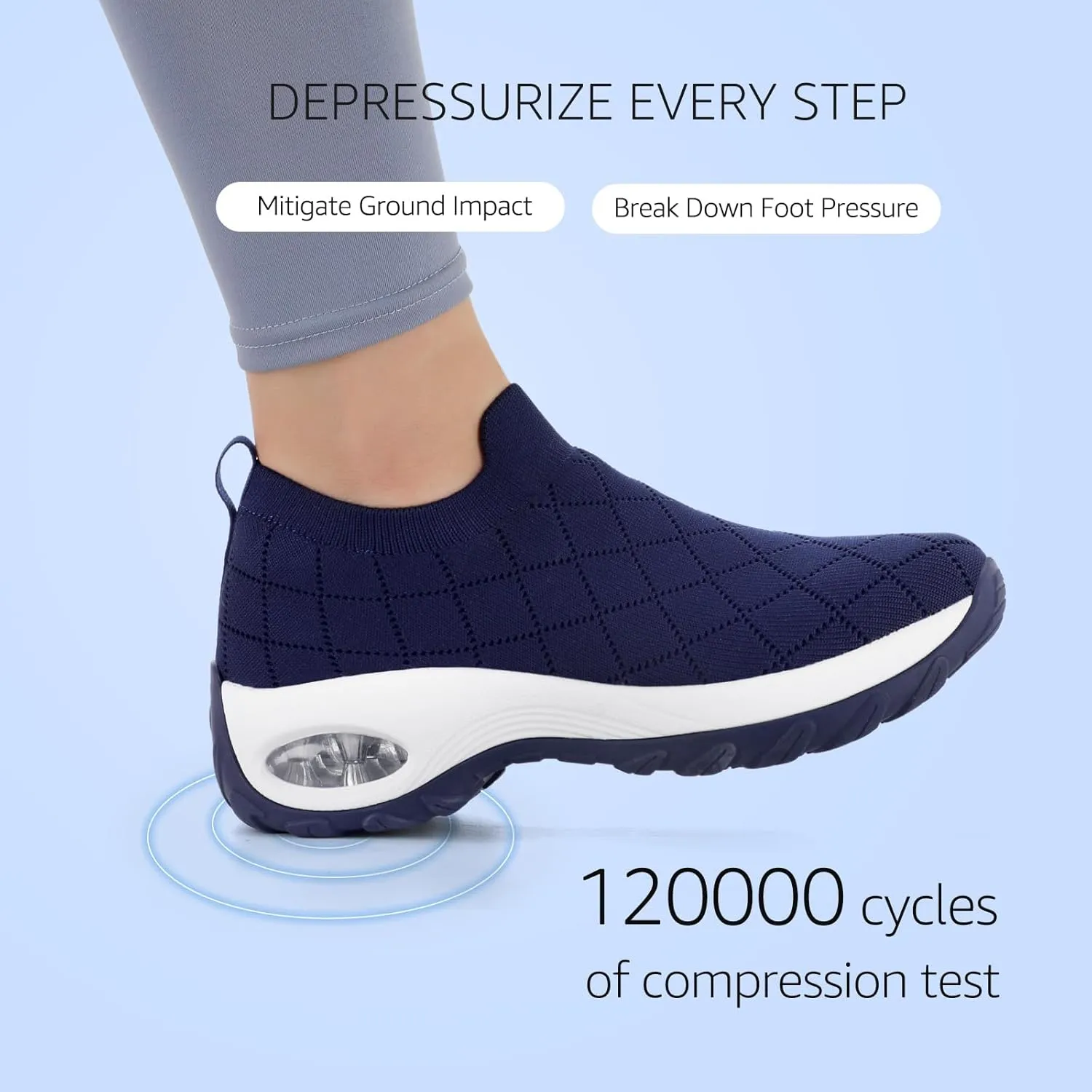 STQ Womens Walking Shoes with Arch Support Non Slip Work Shoes Quilted Slip on Sock Sneakers