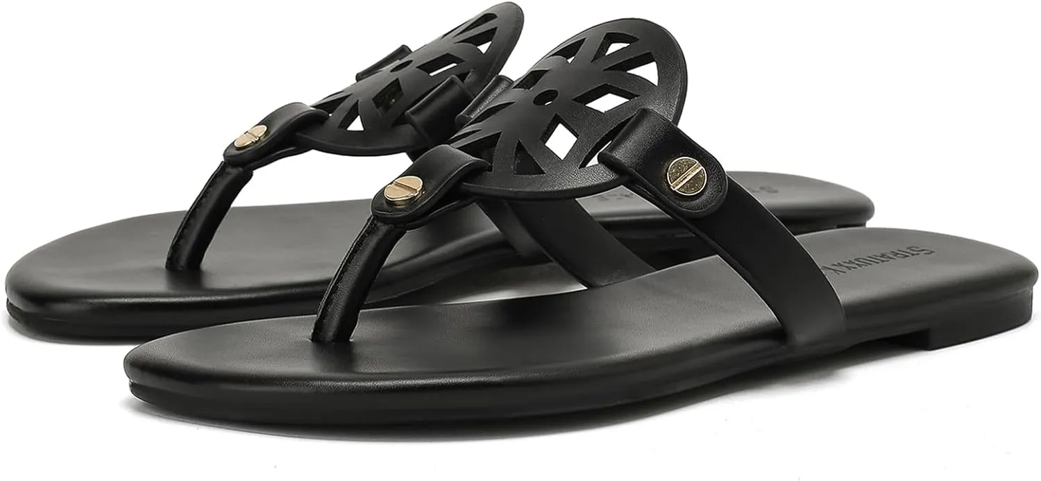 Stratuxx Kaze Flip Flops for Women with Memory Foam, Women's Flat Sandals Dressy Slide Sandals Comfortable Slippers for Women