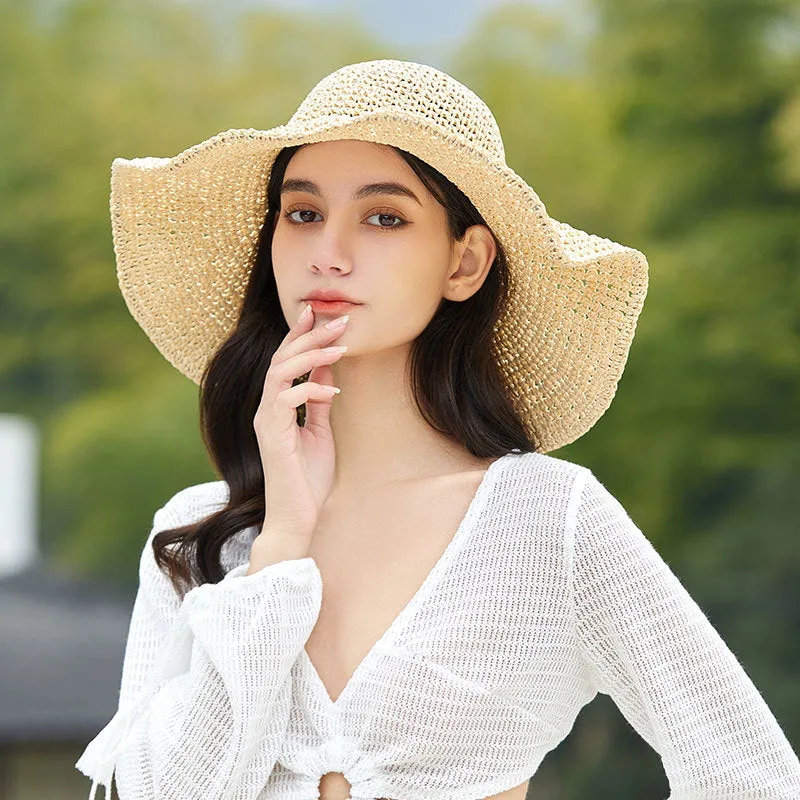 Strict Selection of Good Goods Travel Beach Big Brim Straw Hat Seaside Foldable Sun Hat Sun Protection