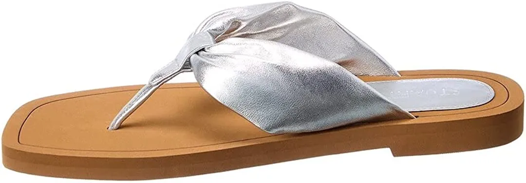 Stuart Weitzman Cassie Leather Sandal, 7.5, Silver