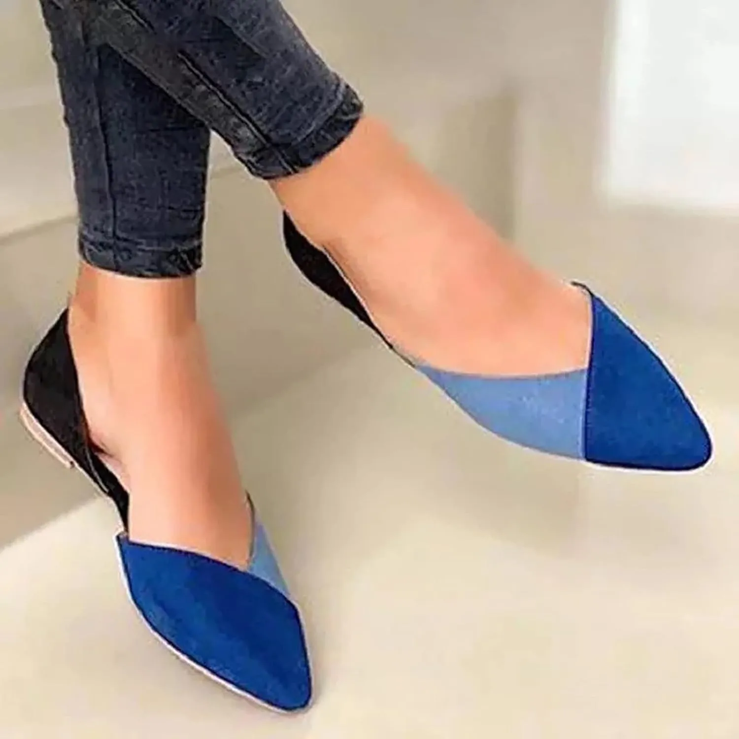 Suede Flat Shoes for Women Comfort Slip On Loafers Pointed Toe Ballet Flats Shoes Casual Dress Shoe Nude Flats