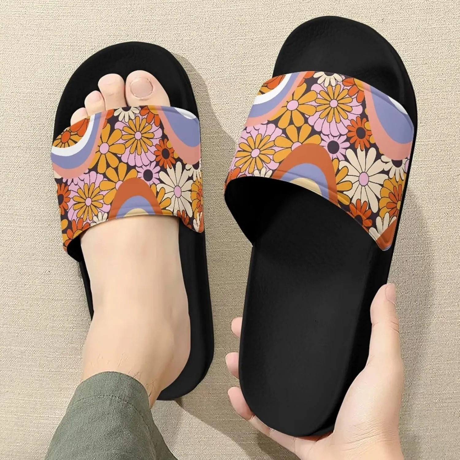 Summer Slide Slippers for Women Slippers Slide Sandal Light Weight Non-Slip Shower Slides Single Band Sandals