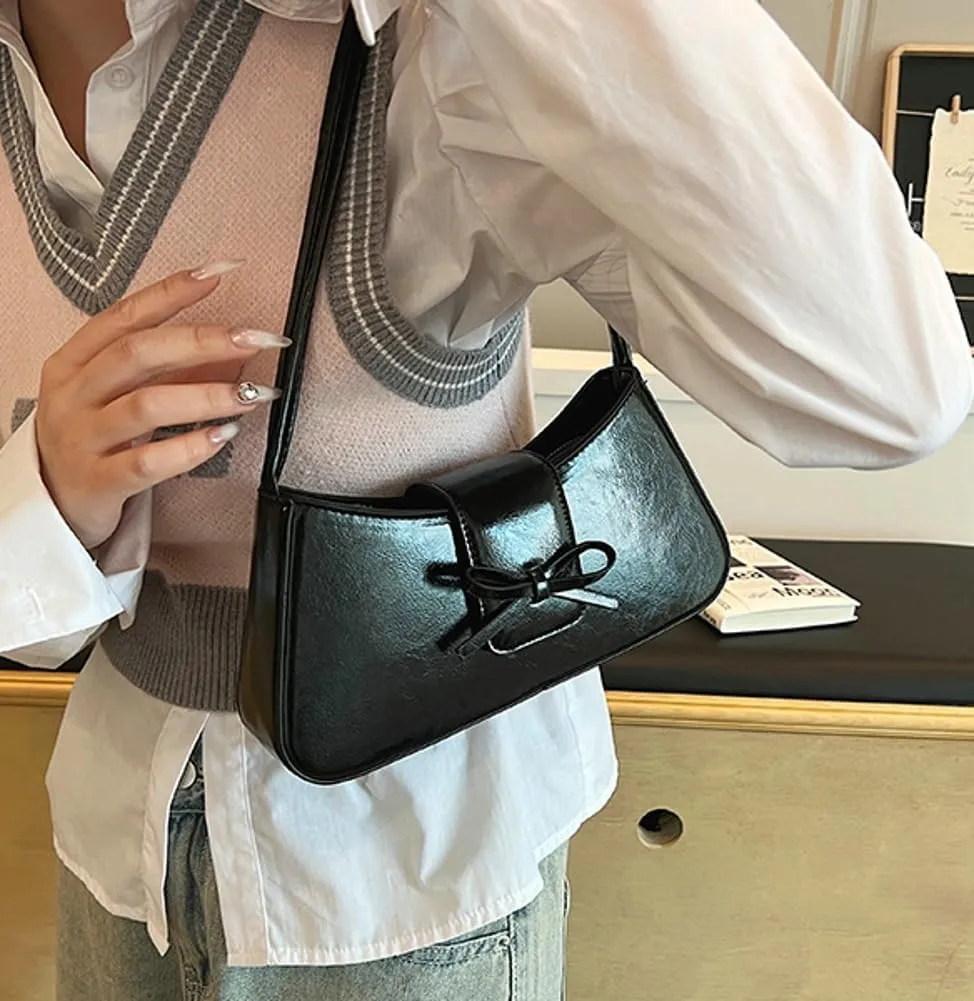 Sweet Womens Shoulder Bag Vegan Leather Clutch Bag For Women Trendy Underarm Handbag Casual Y2K Purse Versatile Work Purse