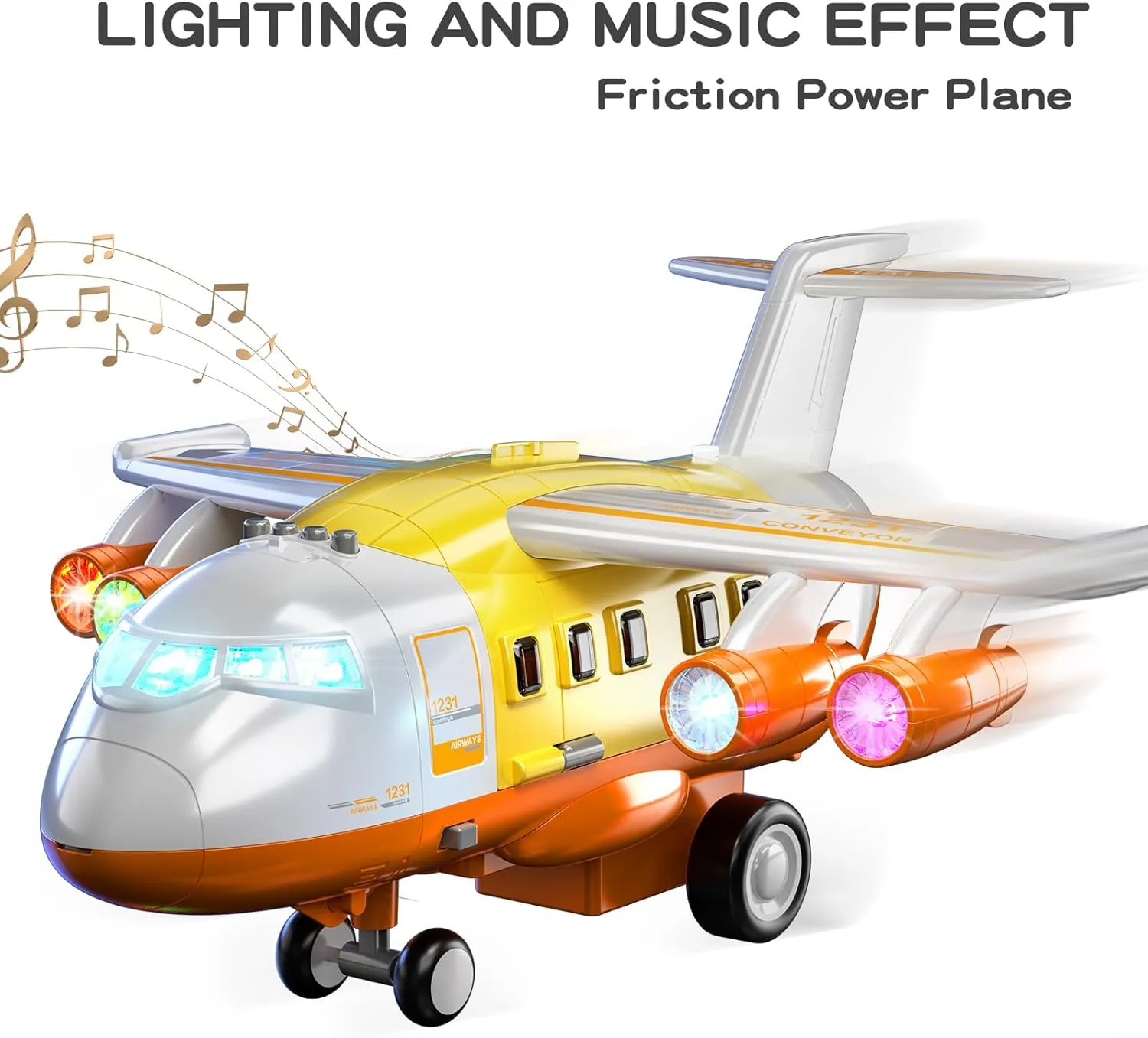 TEMI Toddler Airplane Toys for 3 Year Old, Toy Airplane for Boys Age 4-7, Large Spray Transport Airplane Toy with 12 Construction Vehicles, Toys for 3 4 5 6 7 8 Years Old