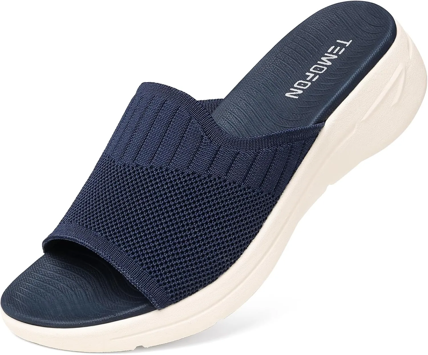 TEMOFON Slide Sandals for Women Lightweight: Wide Width Comfortable Slip on Arch Support Slides