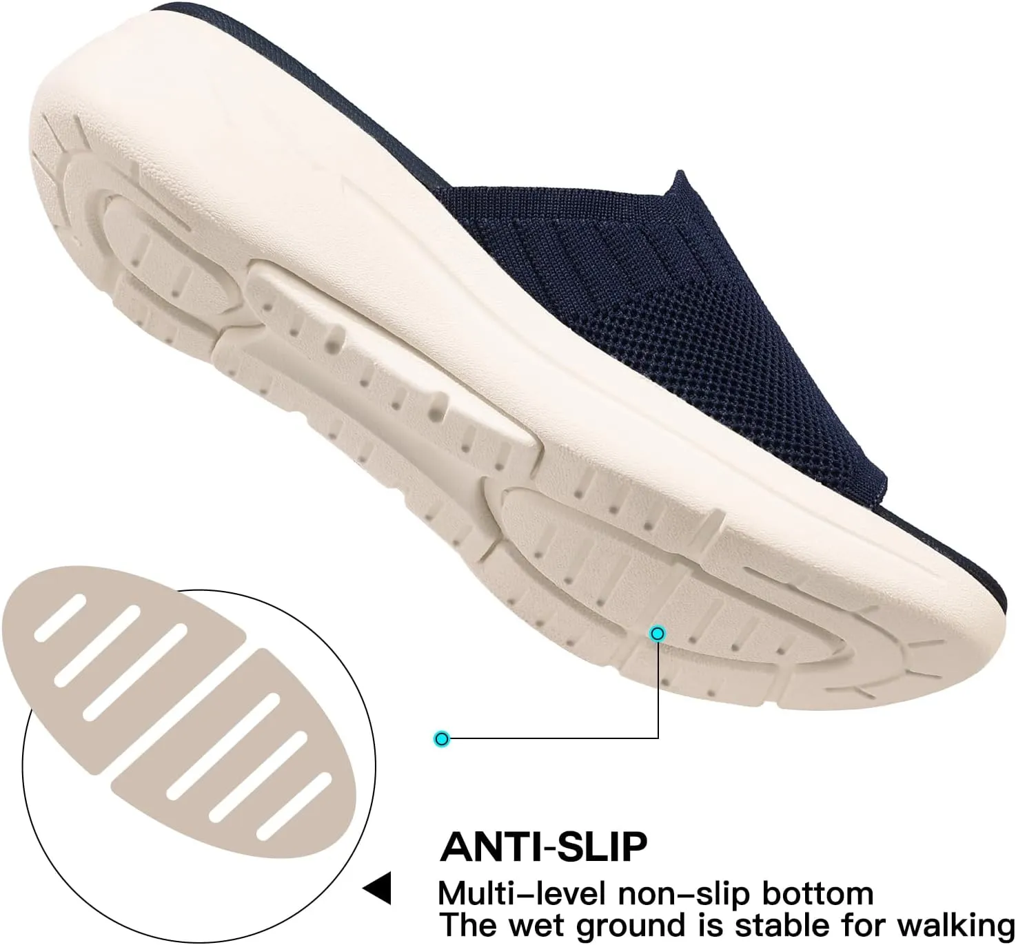 TEMOFON Slide Sandals for Women Lightweight: Wide Width Comfortable Slip on Arch Support Slides