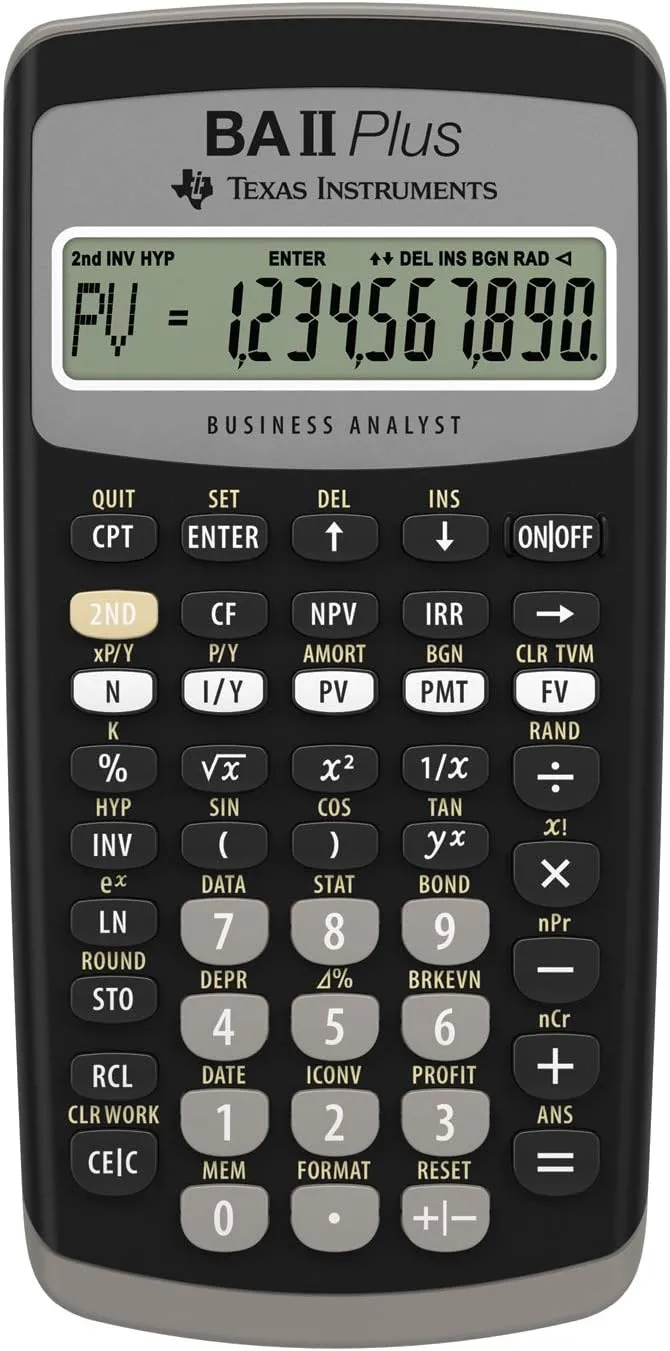 Texas Instruments BA II Plus Financial Calculator, Black Medium