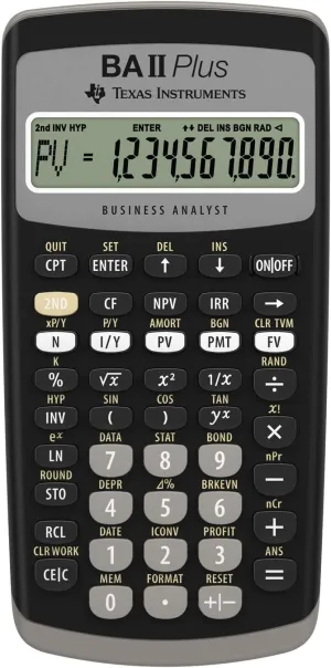 Texas Instruments BA II Plus Financial Calculator, Black Medium