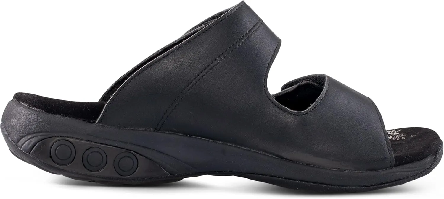 Therafit Eva Women's Leather Adjustable Strap Slip On Sandal - Special Edition - for Plantar Fasciitis/Foot Pain