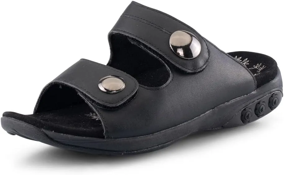 Therafit Eva Women's Leather Adjustable Strap Slip On Sandal - Special Edition - for Plantar Fasciitis/Foot Pain