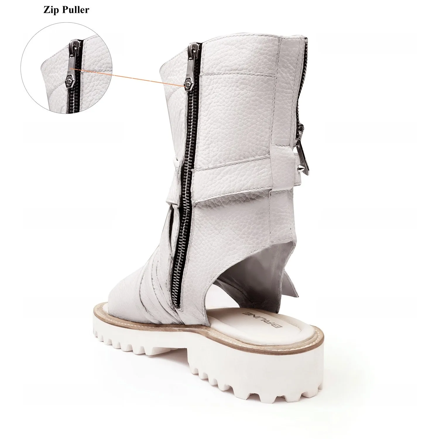 Thick Thread Wrap Strap High Ankle Light Weight Chunky White Leather Men Gladiator Sandal
