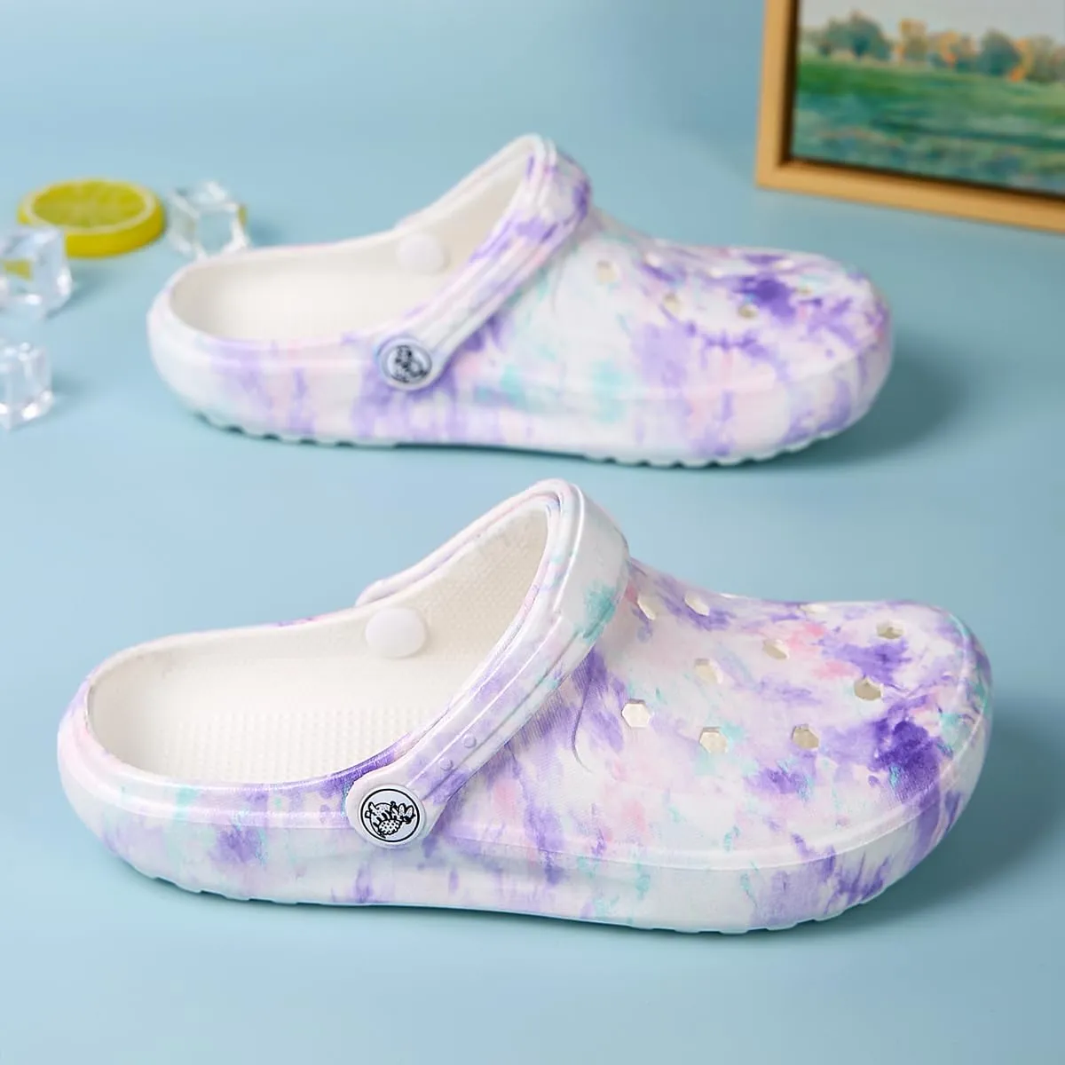 Tie-dye Womens Clogs Lightweight Slip-on Garden Shoes Cheap Slippers/Sandals/Water Shoes