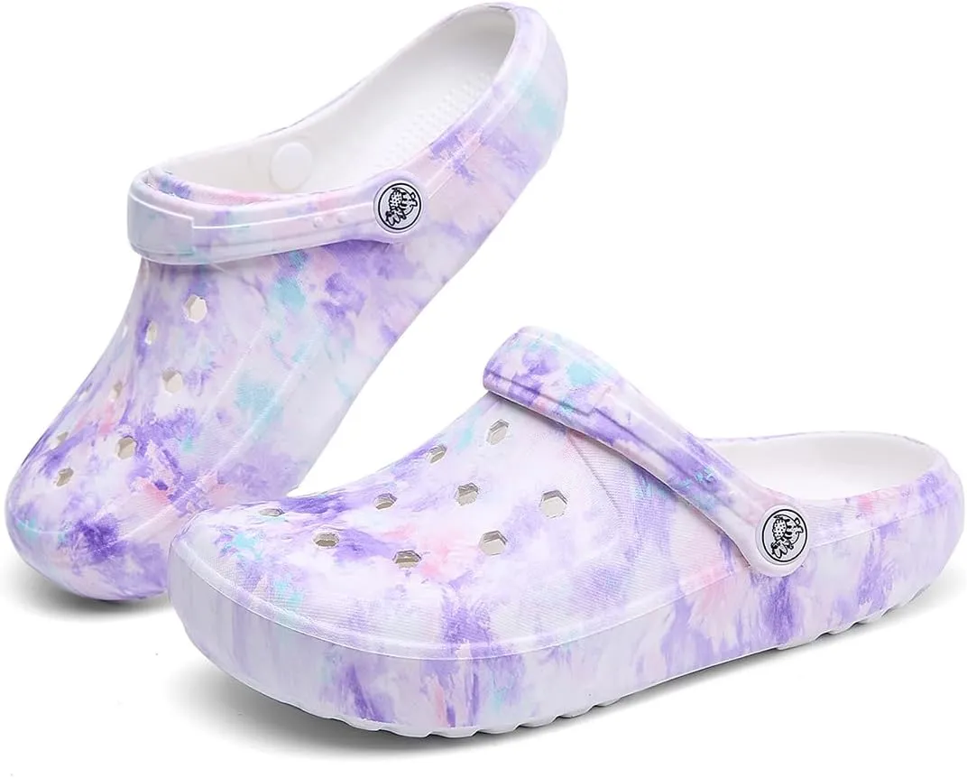 Tie-dye Womens Clogs Lightweight Slip-on Garden Shoes Cheap Slippers/Sandals/Water Shoes