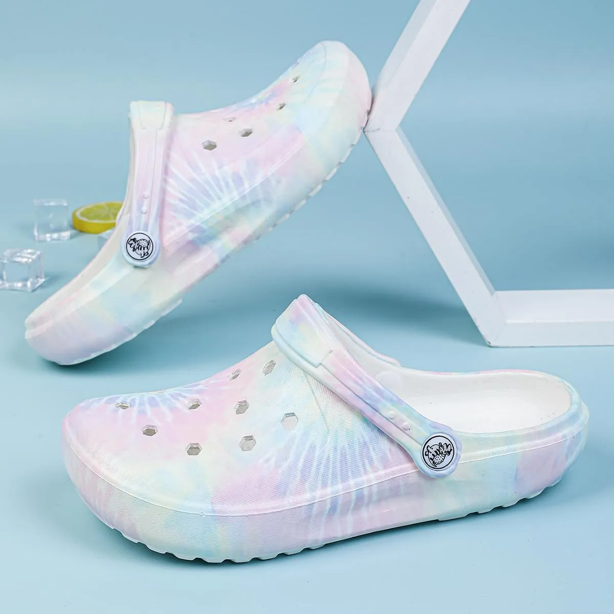 Tie-dye Womens Clogs Lightweight Slip-on Garden Shoes Cheap Slippers/Sandals/Water Shoes