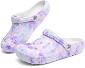 Tie-dye Womens Clogs Lightweight Slip-on Garden Shoes Cheap Slippers/Sandals/Water Shoes