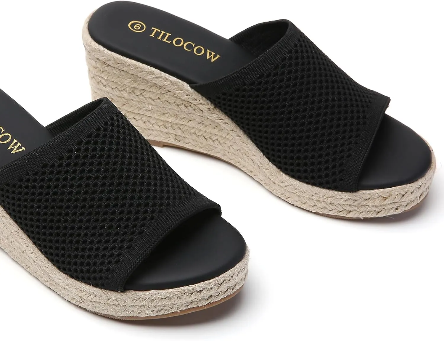 Tilocow Knit Espadrilles Wedges for Women Comfortable Slip On Platform Wedge Sandals Summer Beach Dress Heels Shoes