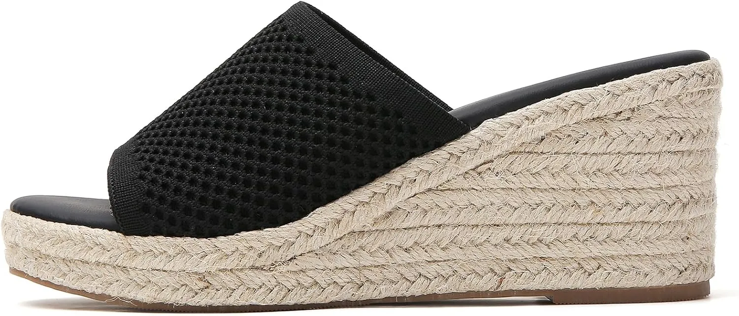 Tilocow Knit Espadrilles Wedges for Women Comfortable Slip On Platform Wedge Sandals Summer Beach Dress Heels Shoes