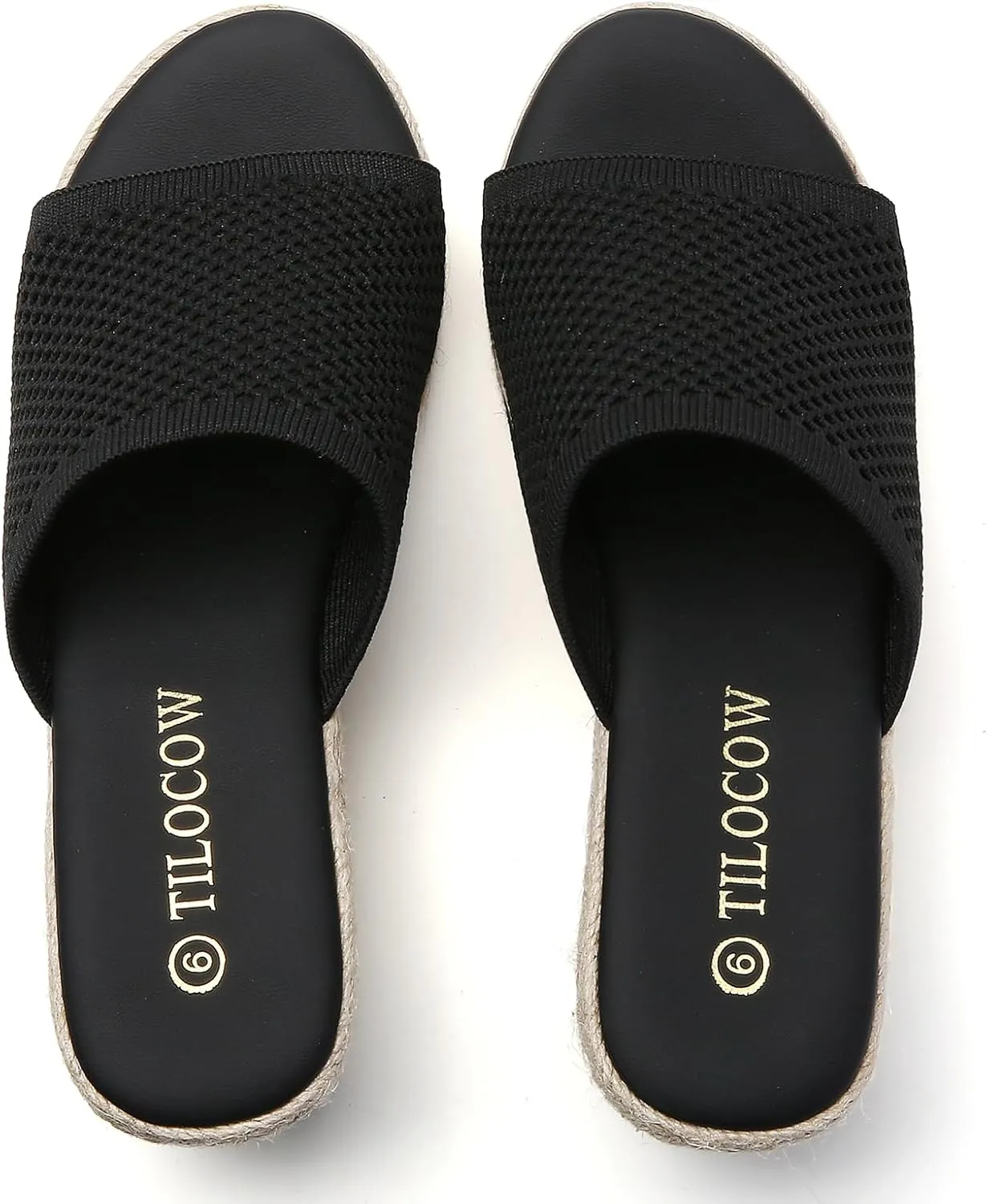 Tilocow Knit Espadrilles Wedges for Women Comfortable Slip On Platform Wedge Sandals Summer Beach Dress Heels Shoes