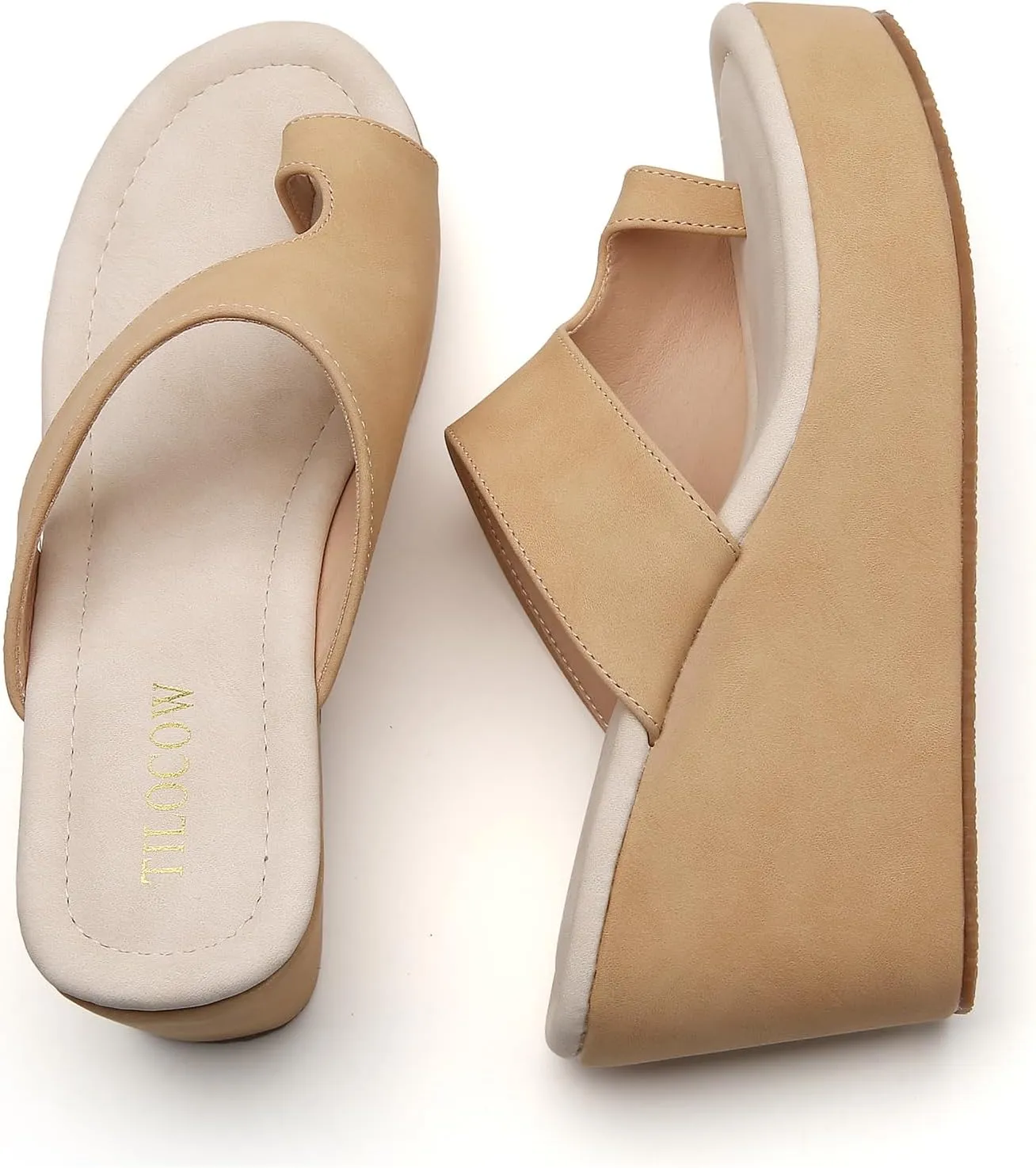 Tilocow Wedge Bunion Sandals for Women Platform Slipper High Heel Wedge Flip-Flop Light Weight Ladies Shoes