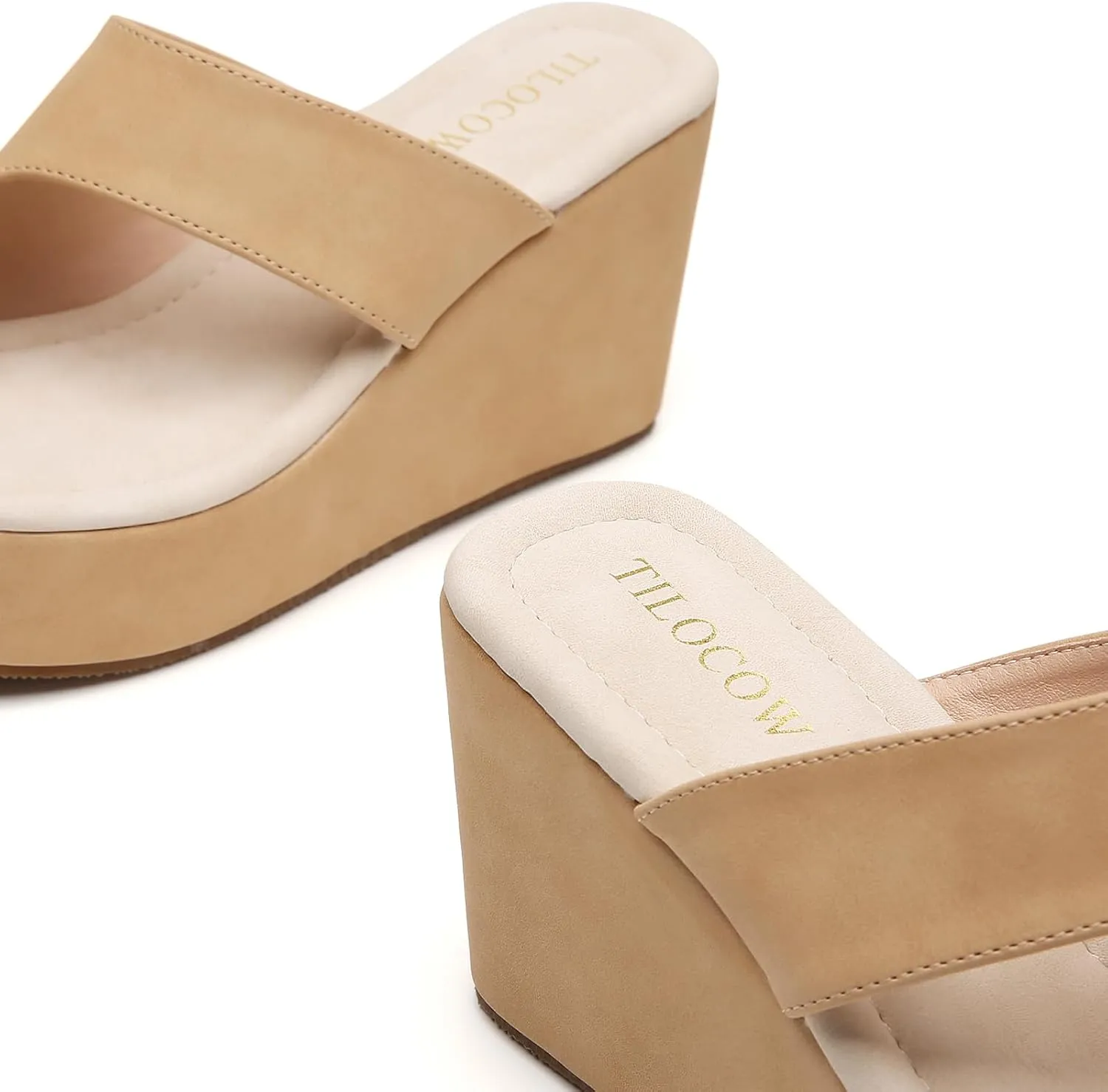Tilocow Wedge Bunion Sandals for Women Platform Slipper High Heel Wedge Flip-Flop Light Weight Ladies Shoes
