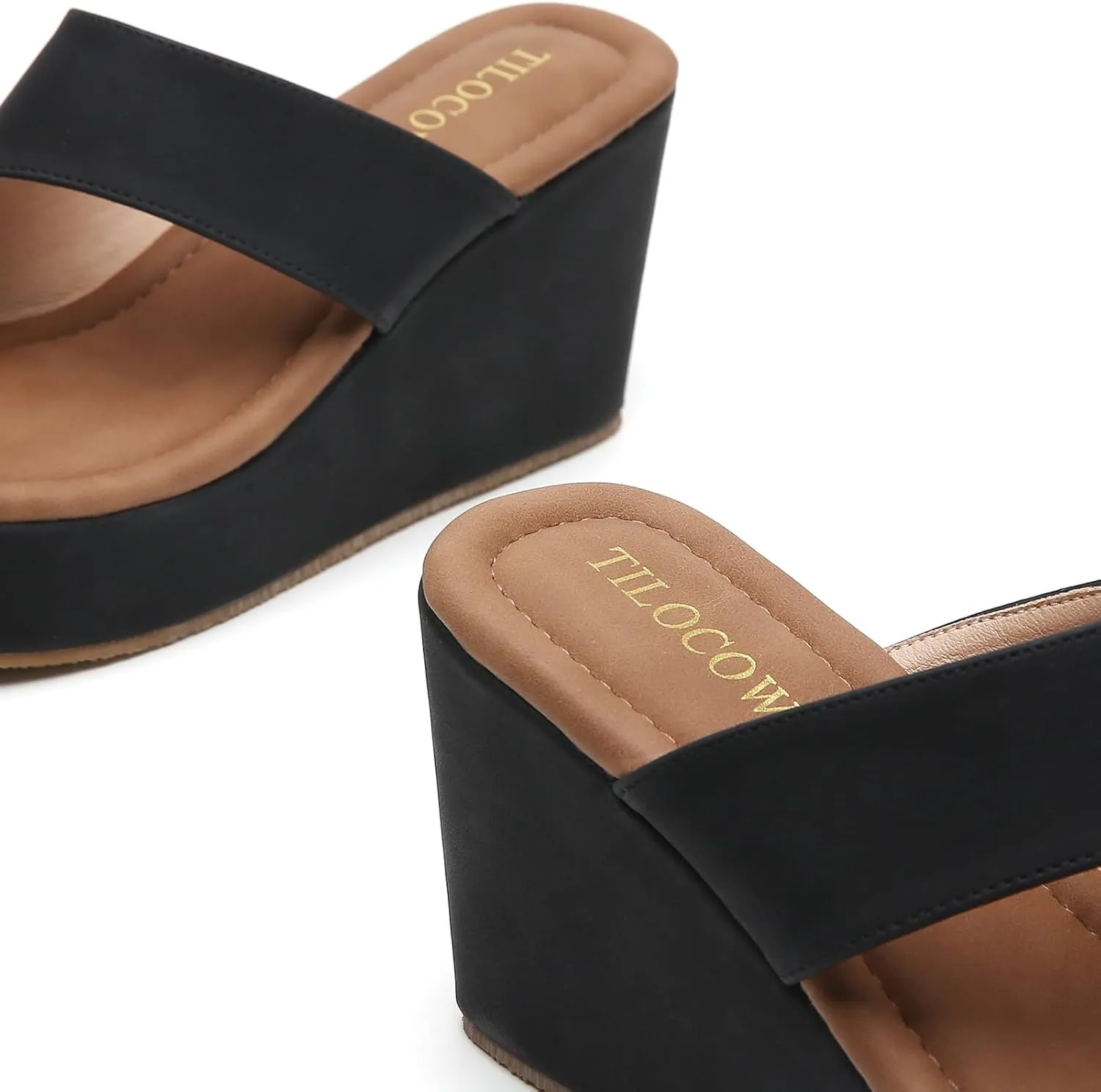 Tilocow Wedge Bunion Sandals for Women Platform Slipper High Heel Wedge Flip-Flop Light Weight Ladies Shoes