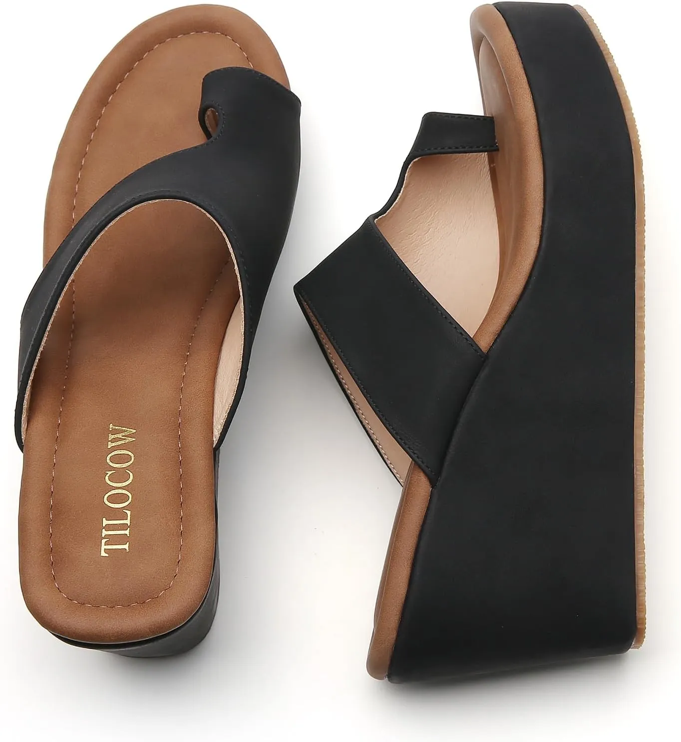 Tilocow Wedge Bunion Sandals for Women Platform Slipper High Heel Wedge Flip-Flop Light Weight Ladies Shoes