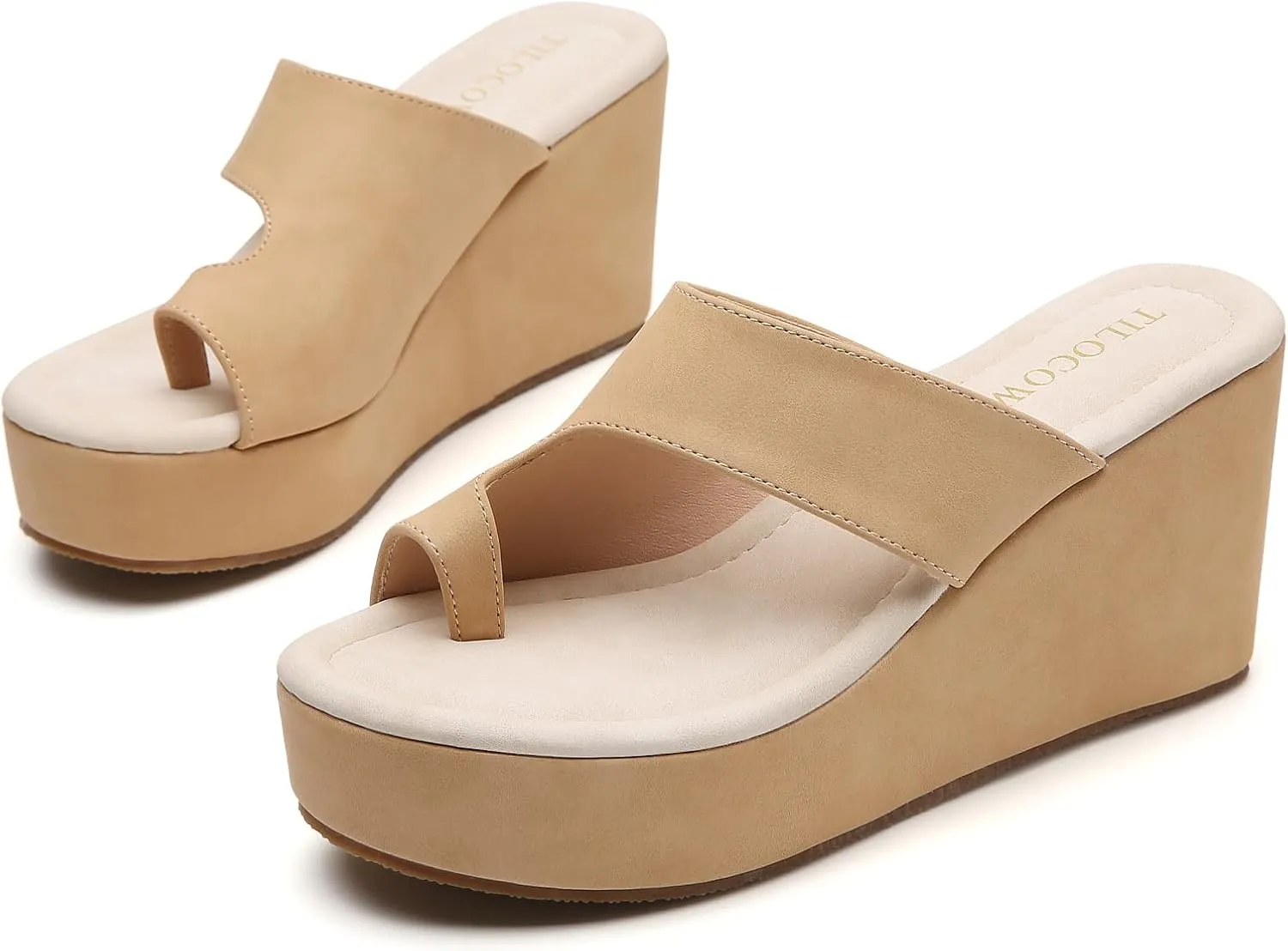 Tilocow Wedge Bunion Sandals for Women Platform Slipper High Heel Wedge Flip-Flop Light Weight Ladies Shoes