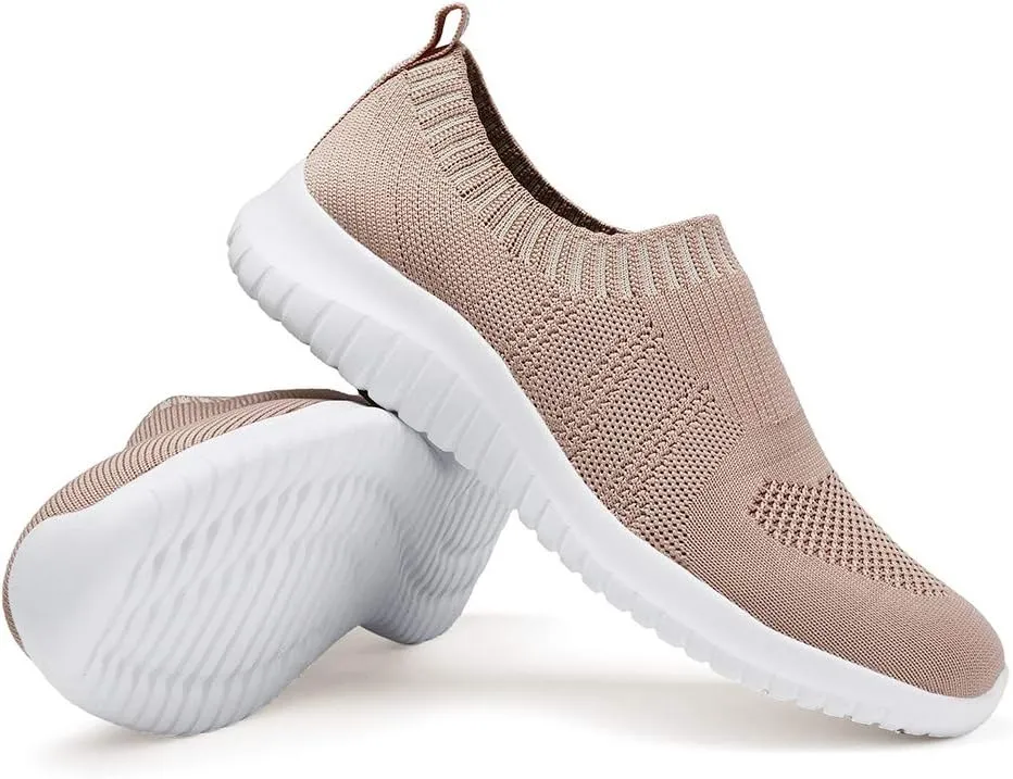 TIOSEBON Women's Walking Sock Shoes Elastic Knit Lightweight Slip on Breathable Yoga Sneakers