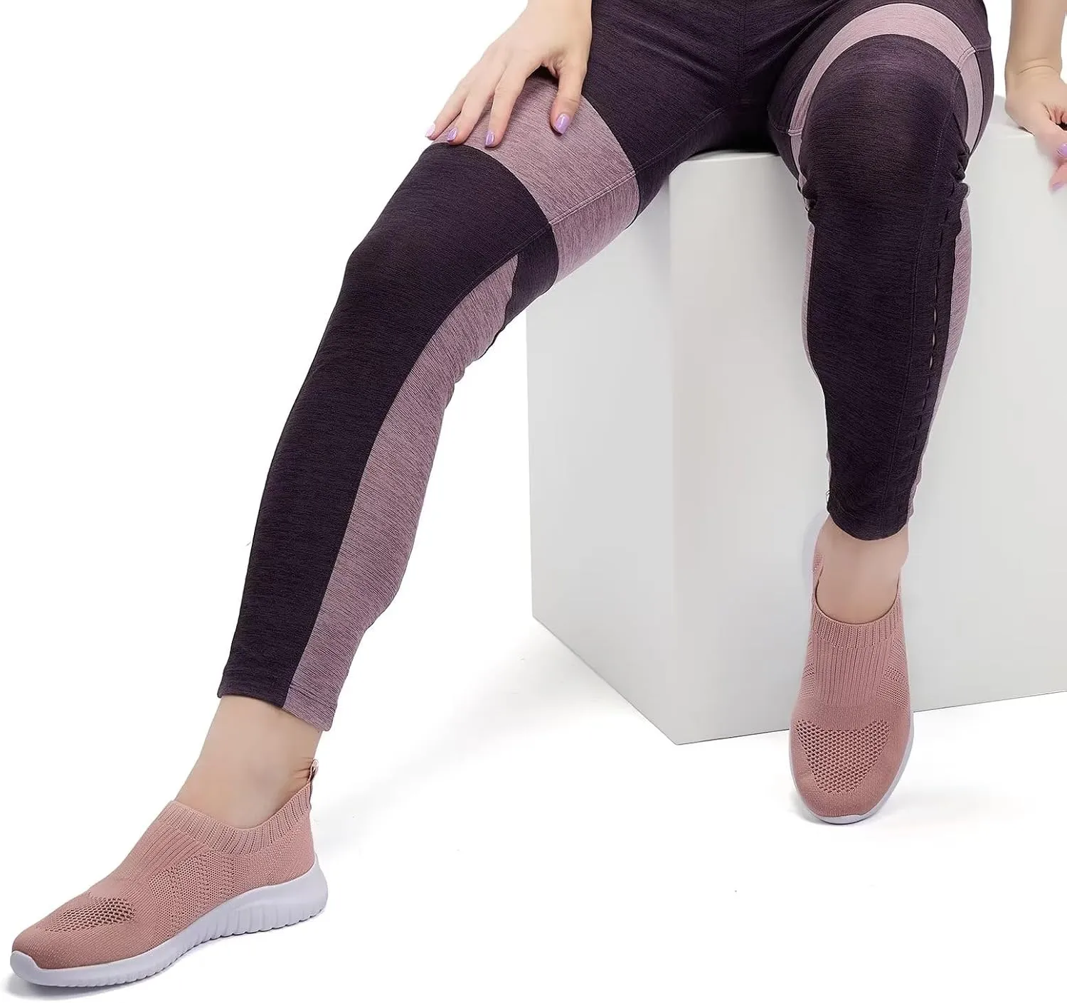 TIOSEBON Women's Walking Sock Shoes Elastic Knit Lightweight Slip on Breathable Yoga Sneakers