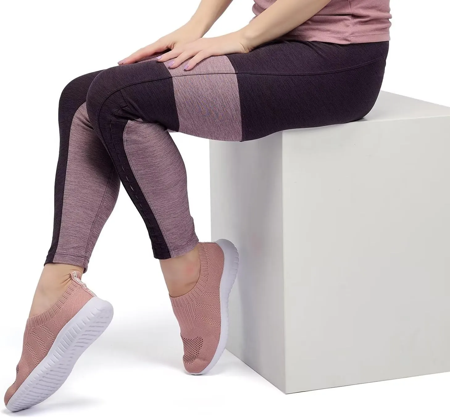 TIOSEBON Women's Walking Sock Shoes Elastic Knit Lightweight Slip on Breathable Yoga Sneakers