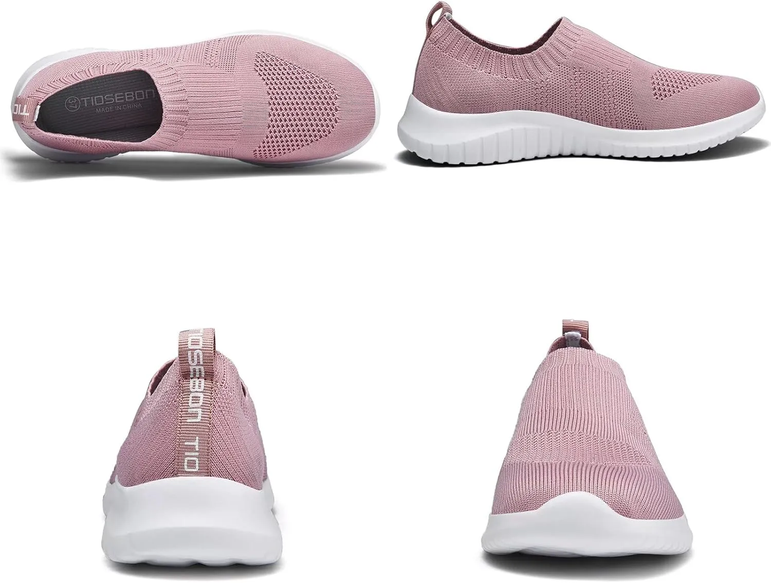 TIOSEBON Women's Walking Sock Shoes Elastic Knit Lightweight Slip on Breathable Yoga Sneakers