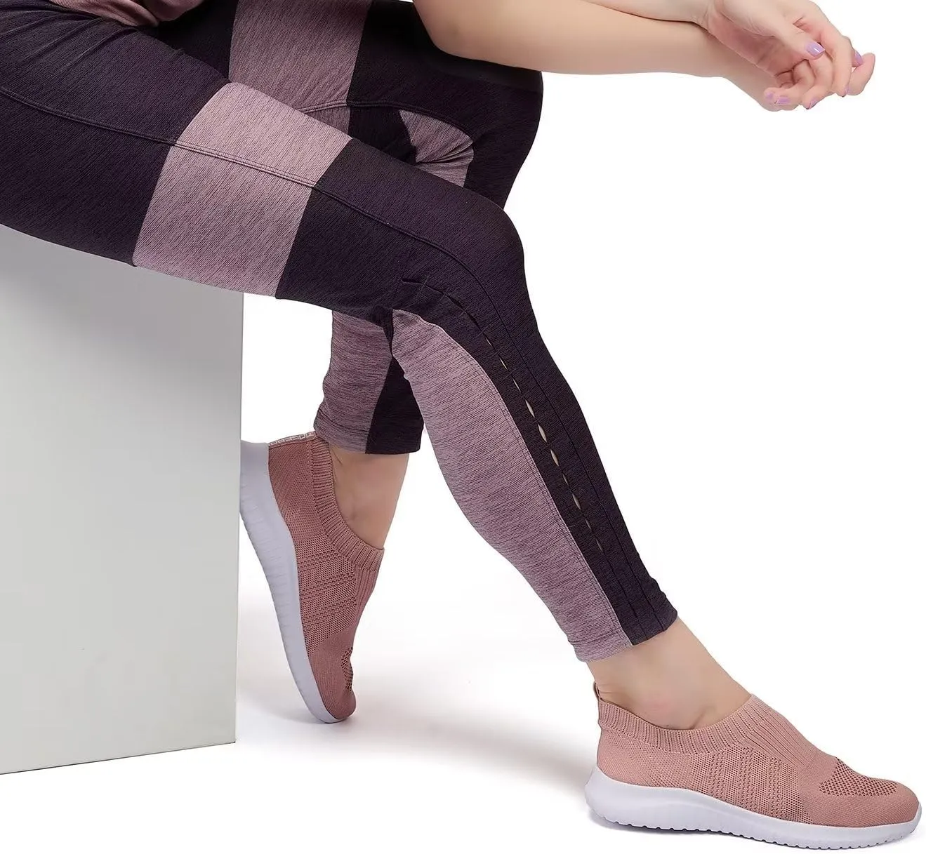 TIOSEBON Women's Walking Sock Shoes Elastic Knit Lightweight Slip on Breathable Yoga Sneakers