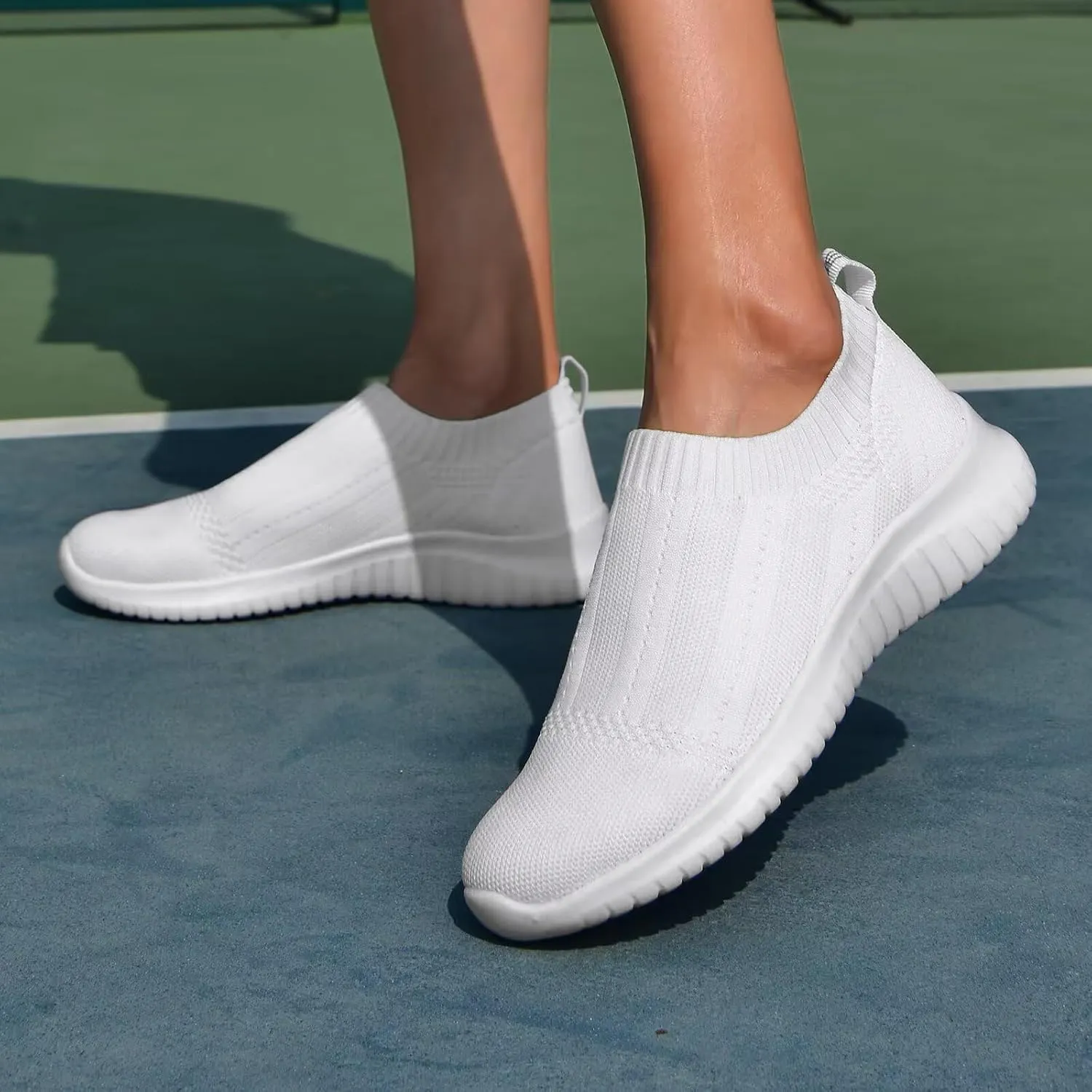 TIOSEBON Women's Walking Sock Shoes Elastic Knit Lightweight Slip on Breathable Yoga Sneakers