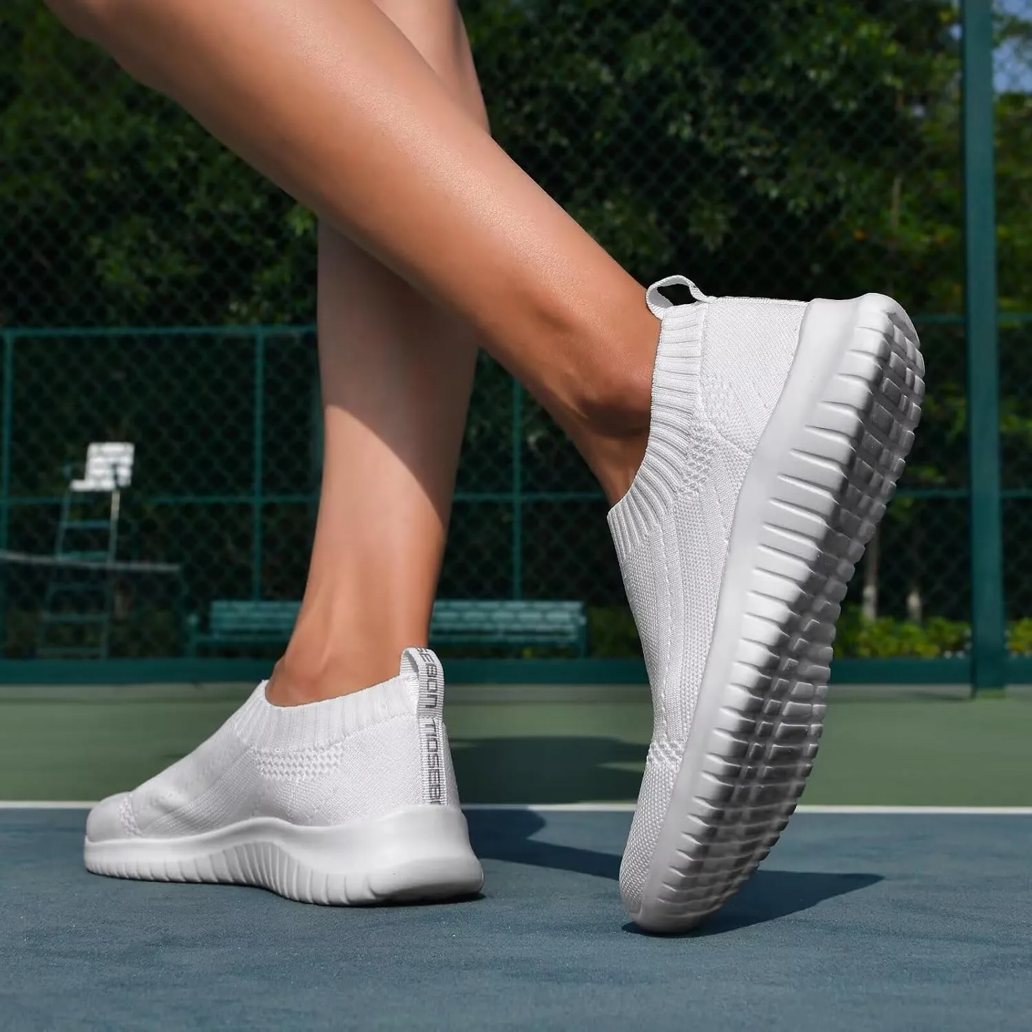TIOSEBON Women's Walking Sock Shoes Elastic Knit Lightweight Slip on Breathable Yoga Sneakers