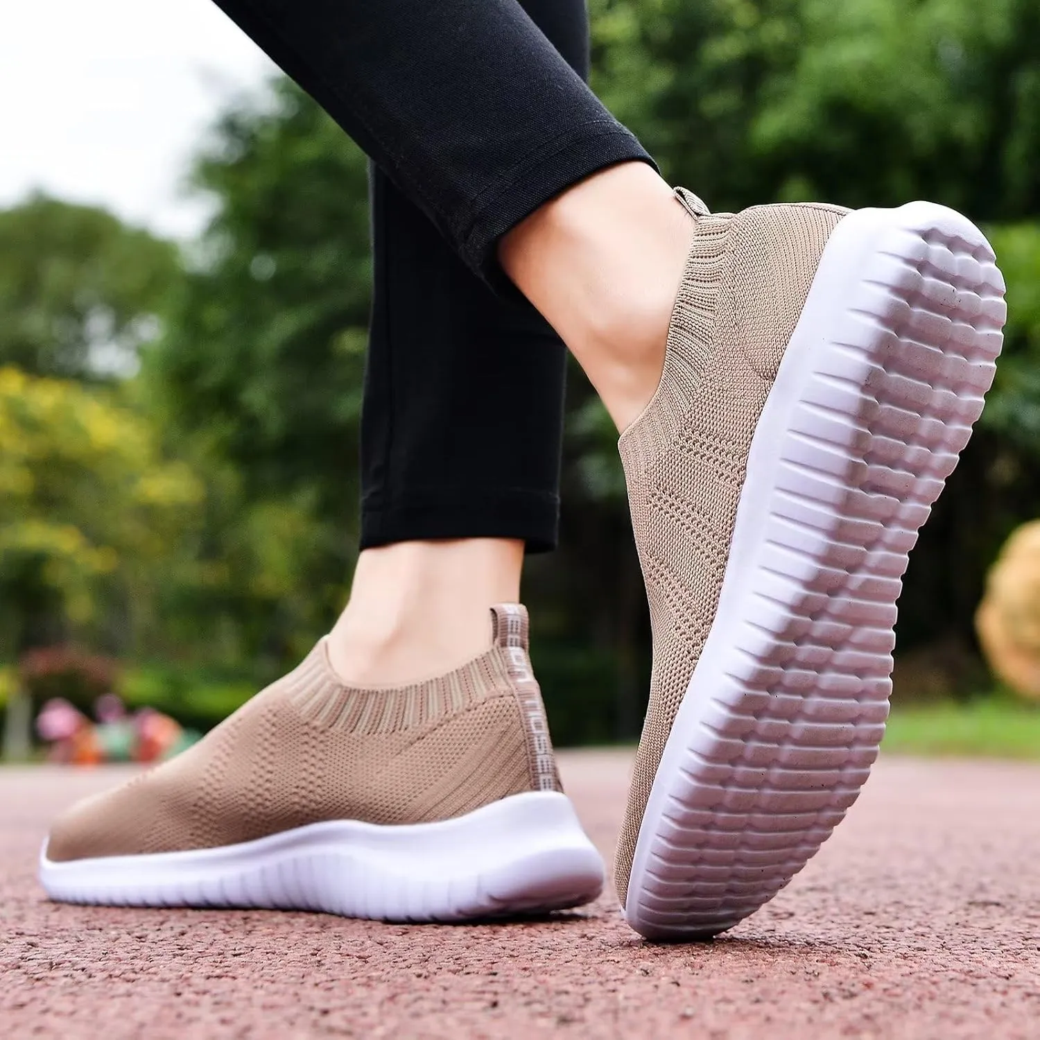 TIOSEBON Women's Walking Sock Shoes Elastic Knit Lightweight Slip on Breathable Yoga Sneakers