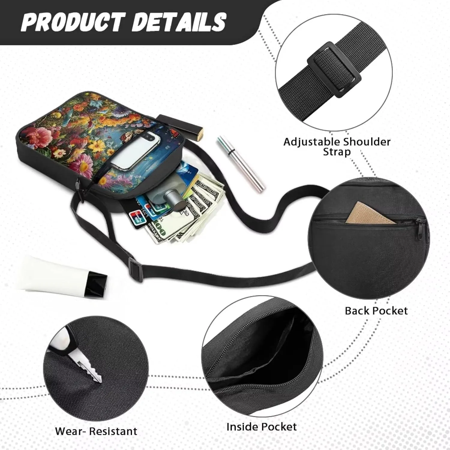 TODIYADDU Versatile Sling Bag Crossbody Phone Bag Women Shoulder Bag with Adjustable Strap Mini Messenger Bag for Cell Phone