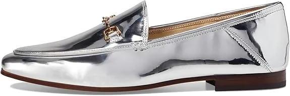 Toe Secure Classic Silver Loafers On Edelman Sam Vamp Loraine Soft Helpful customer care Slip Leather Almond