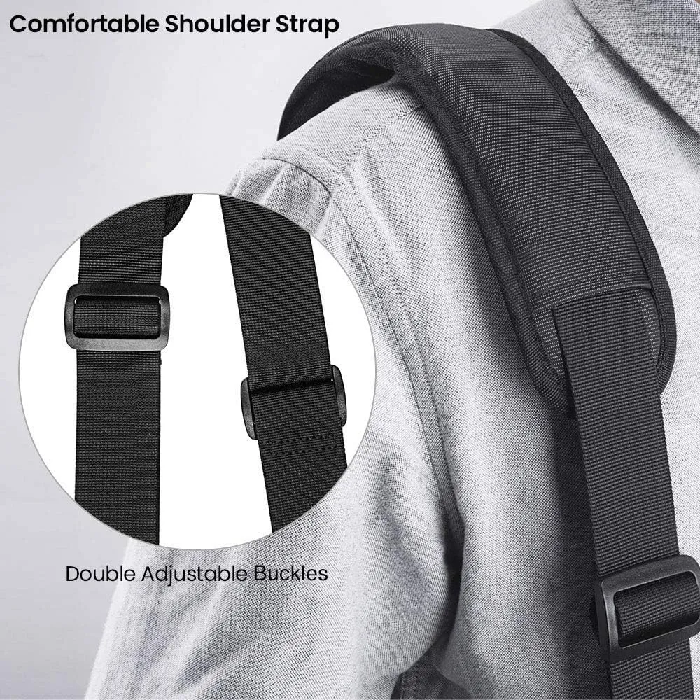 tomtoc Universal Replacement Shoulder Strap with Adjustable Thick Pad for Bags and Luggage, Padded & Adjustable Bag Strap, Black