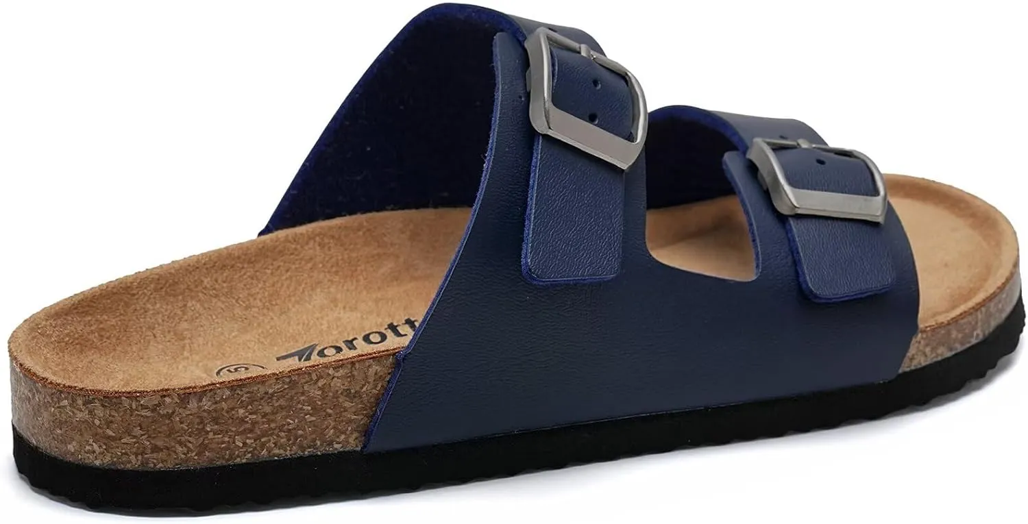 Torotto Kids Sandals Boys Girls Slide Summer Non-slip Cork Glitter Toddler Slippers with Adjustable Straps for Indoor & Outdoor