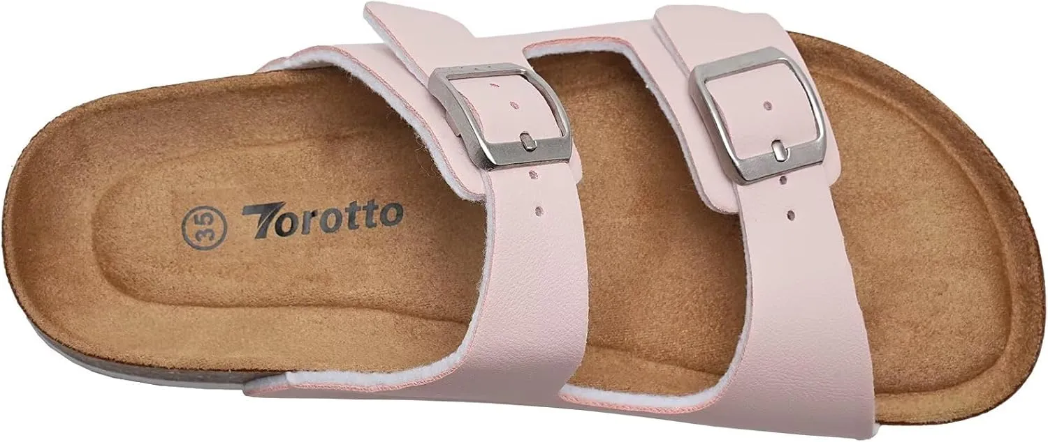 Torotto Kids Sandals Boys Girls Slide Summer Non-slip Cork Glitter Toddler Slippers with Adjustable Straps for Indoor & Outdoor