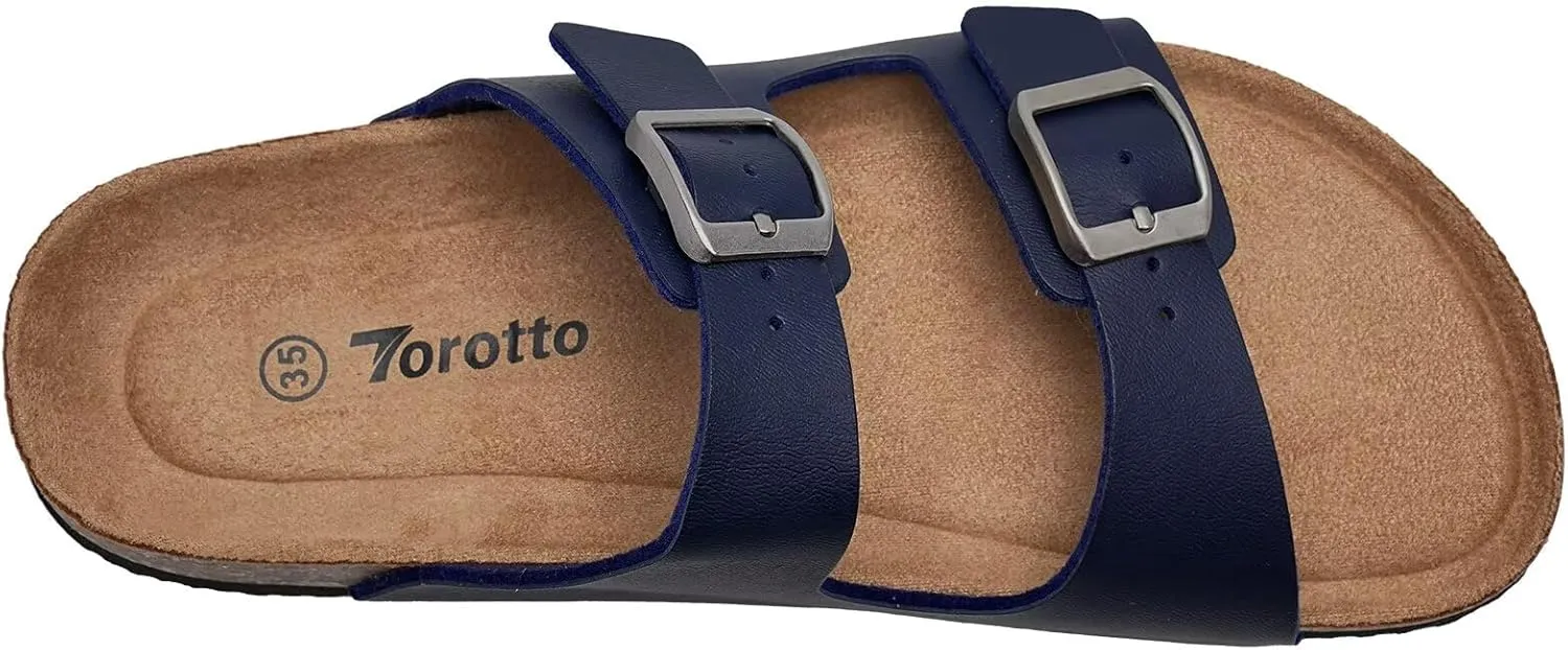 Torotto Kids Sandals Boys Girls Slide Summer Non-slip Cork Glitter Toddler Slippers with Adjustable Straps for Indoor & Outdoor