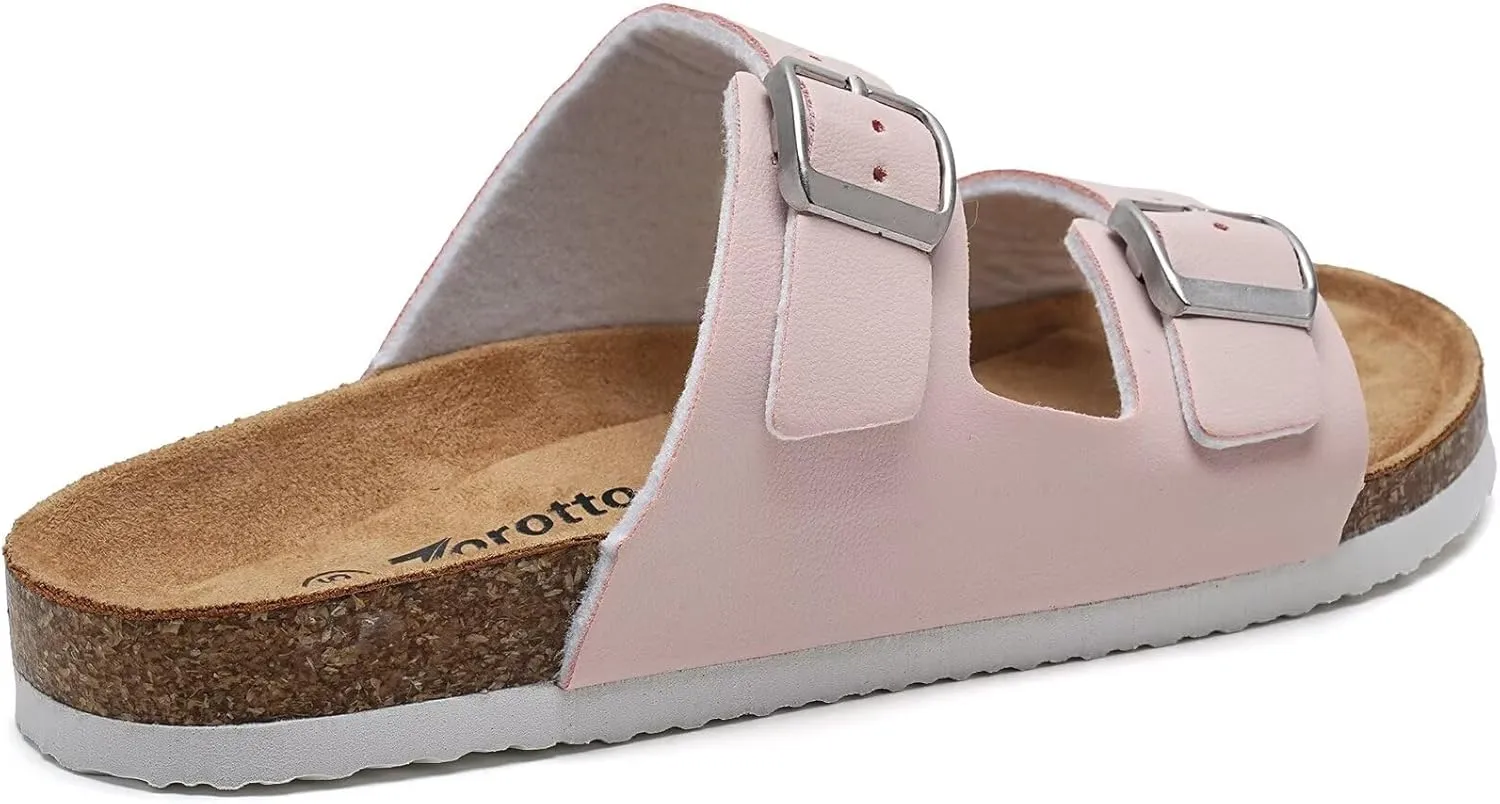 Torotto Kids Sandals Boys Girls Slide Summer Non-slip Cork Glitter Toddler Slippers with Adjustable Straps for Indoor & Outdoor