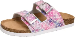 Torotto Kids Sandals Boys Girls Slide Summer Non-slip Cork Glitter Toddler Slippers with Adjustable Straps for Indoor & Outdoor